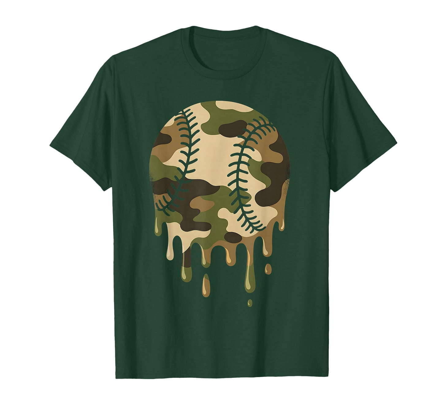 Baseball Drip Camo Boys Men Military Sports Cool Game Day T-Shirt