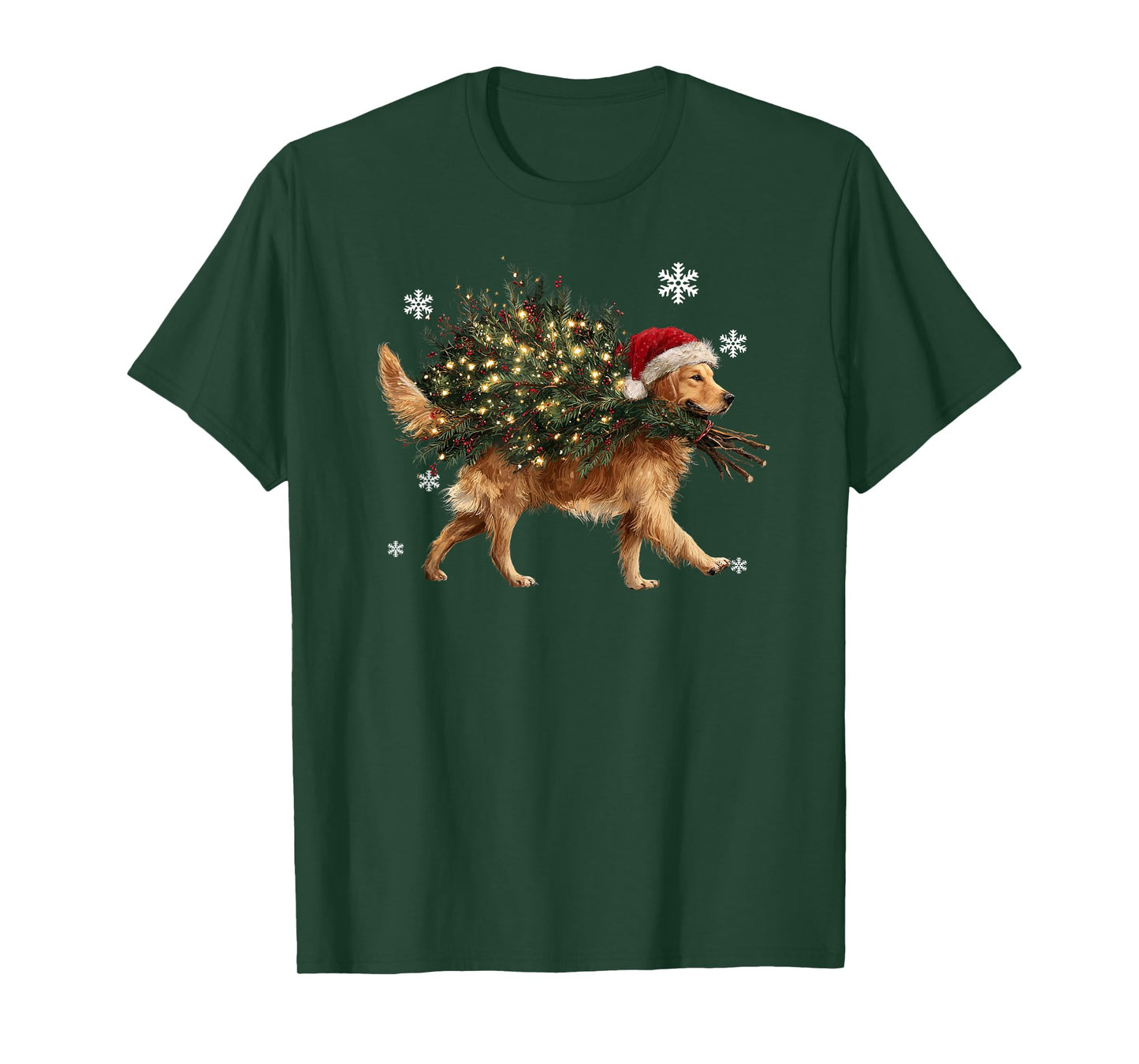 Funny Golden Retriever Dog Christmas Tree Pet Lover Xmas T-Shirt