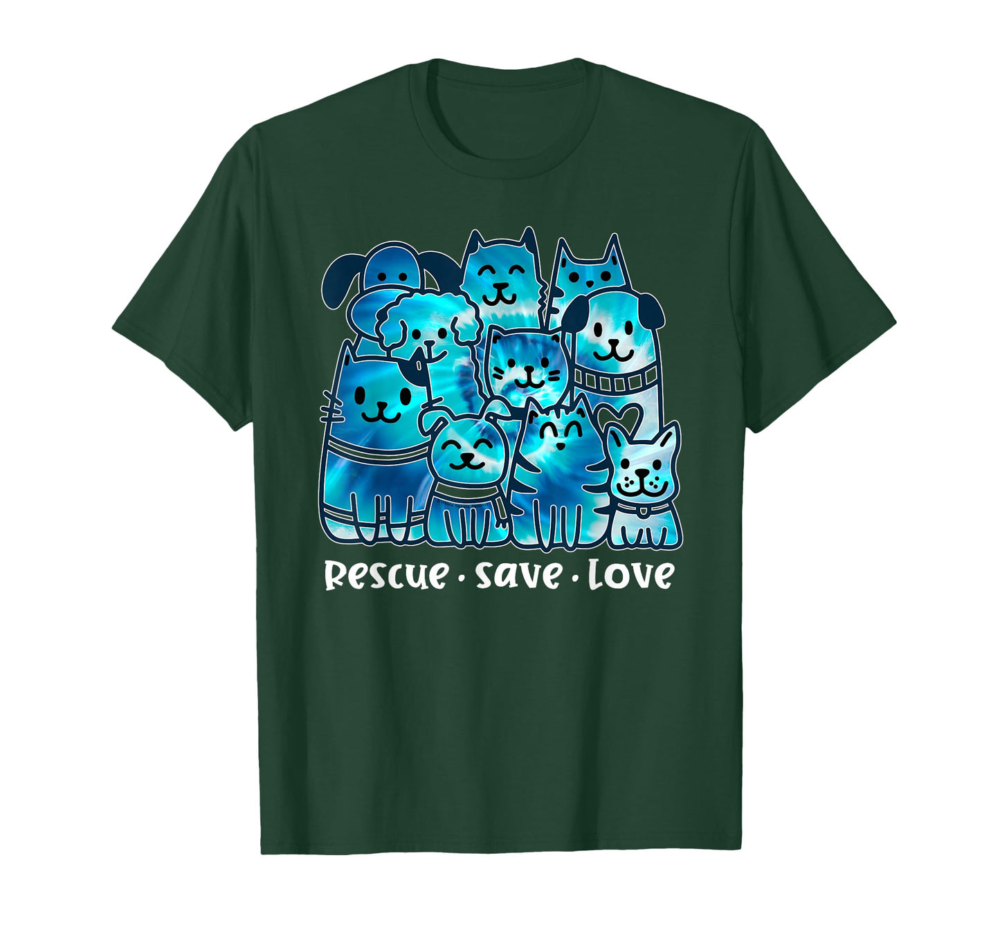 Rescue Save Love Cute Tie Dye Animal Rescue Dog Cat Lovers T-Shirt