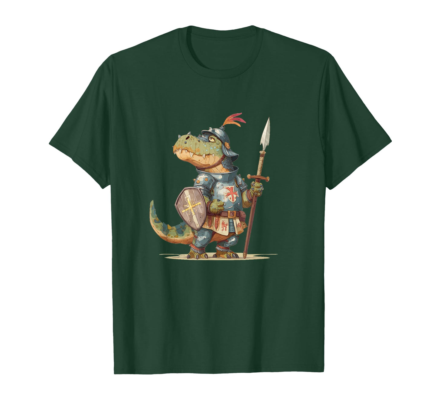 Cool Dinosaur Guard in Knight Costume for Boys and Girls T-Shirt
