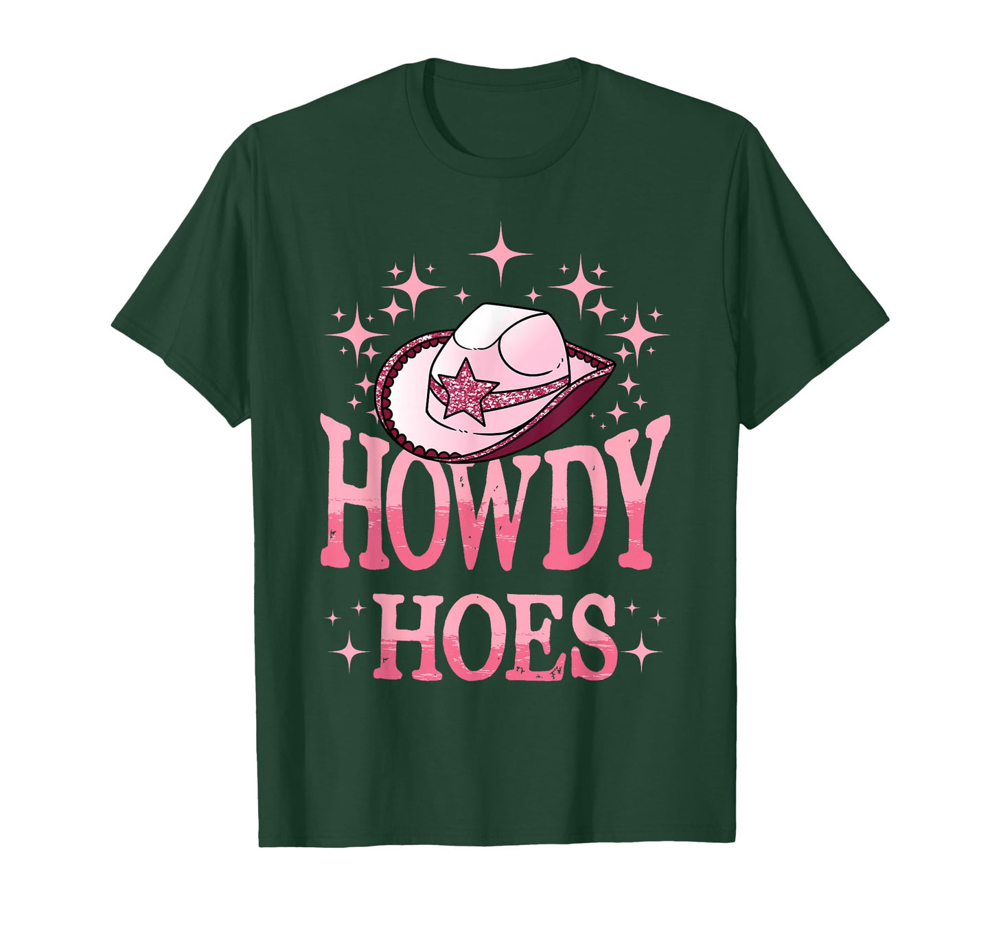 Western Cowgirl Howdy Hoes Rodeo Pink Cowboy Hat Western Country T-Shirt