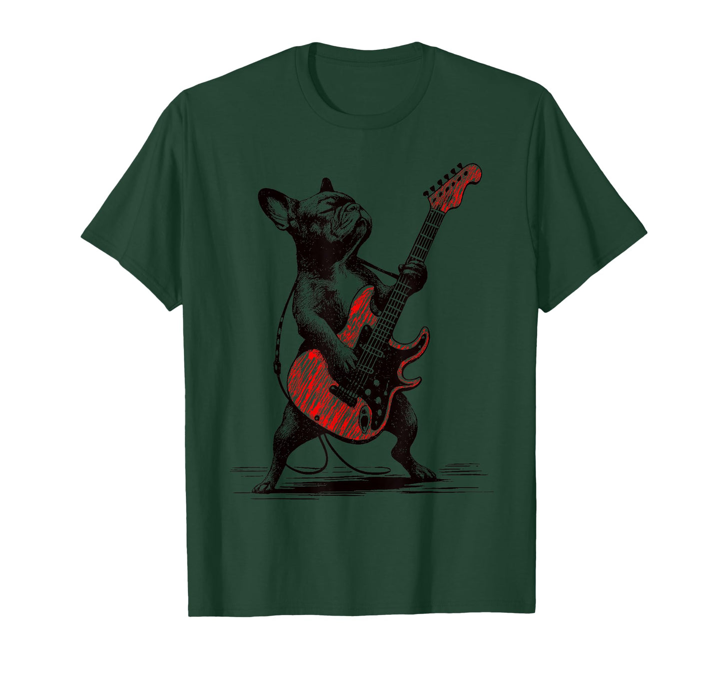 Vintage Rocker French Bulldog Guitar Funny Dog Rock Music T-Shirt