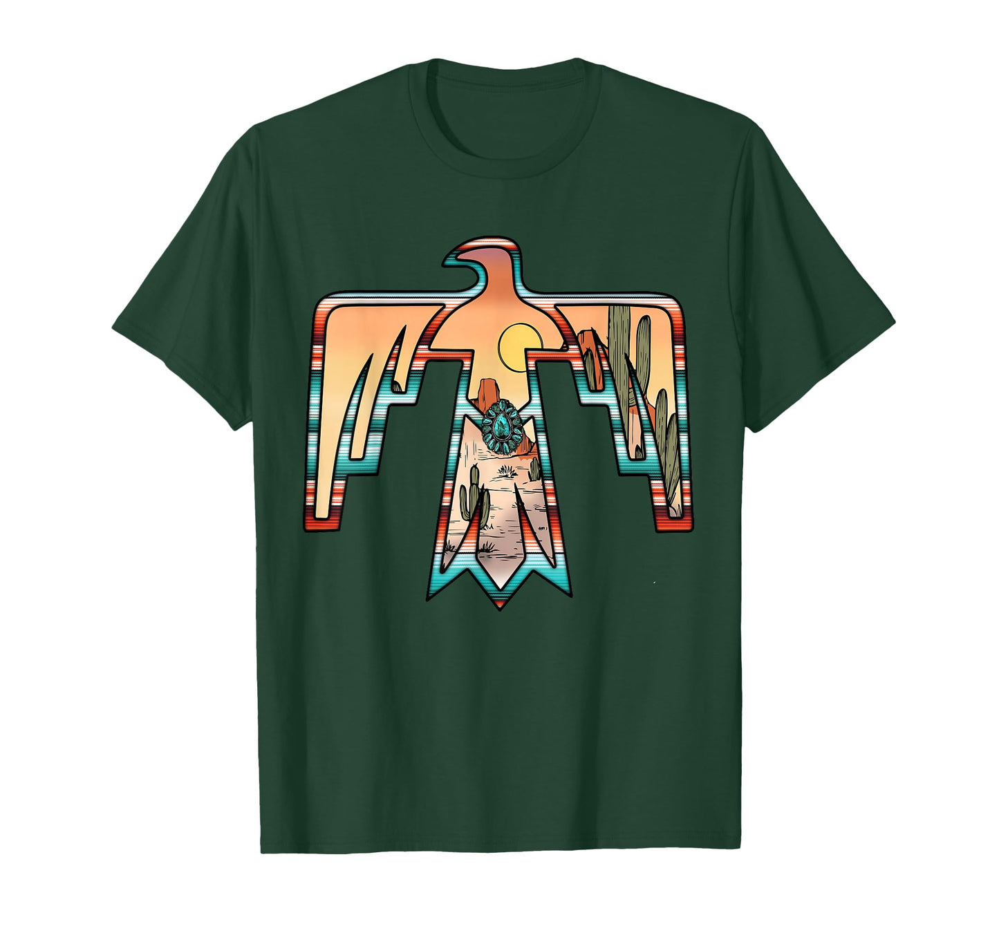 Cute western thunderbird country Aztec cactus women rodeo T-Shirt