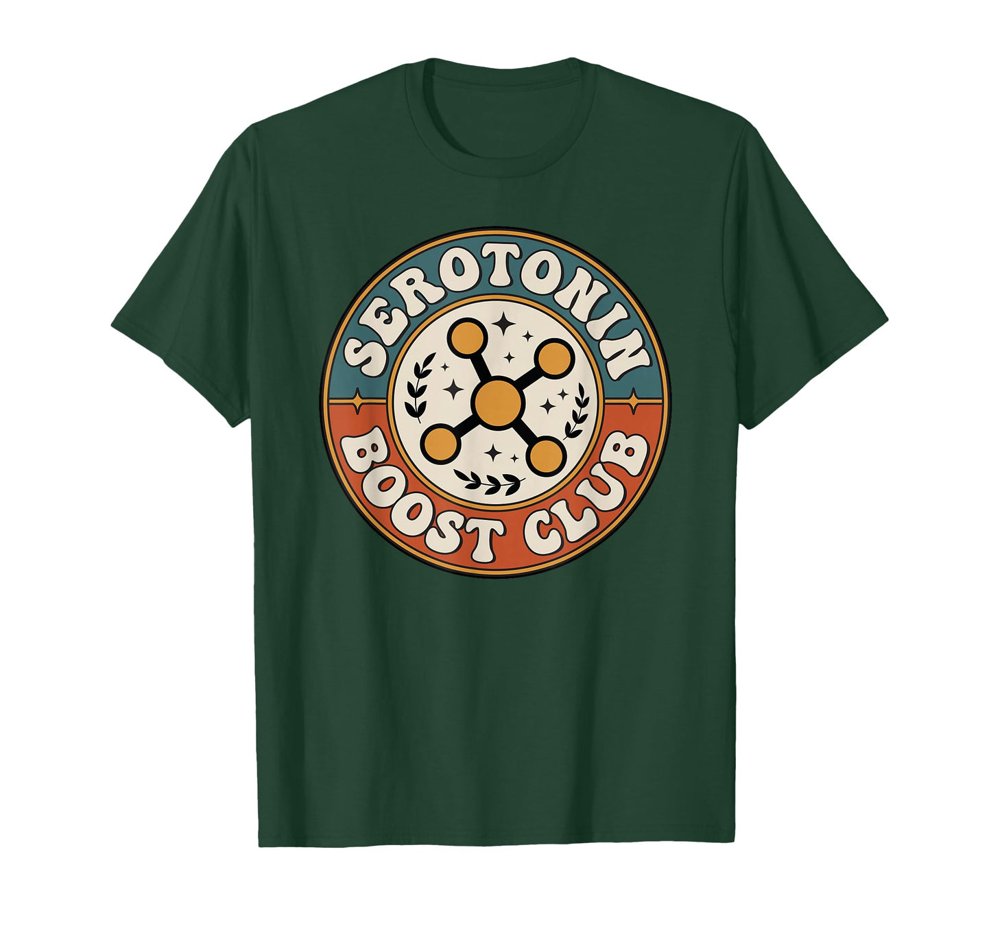 Serotonin Boost Club Funny Retro Badge Good Energy T-Shirt