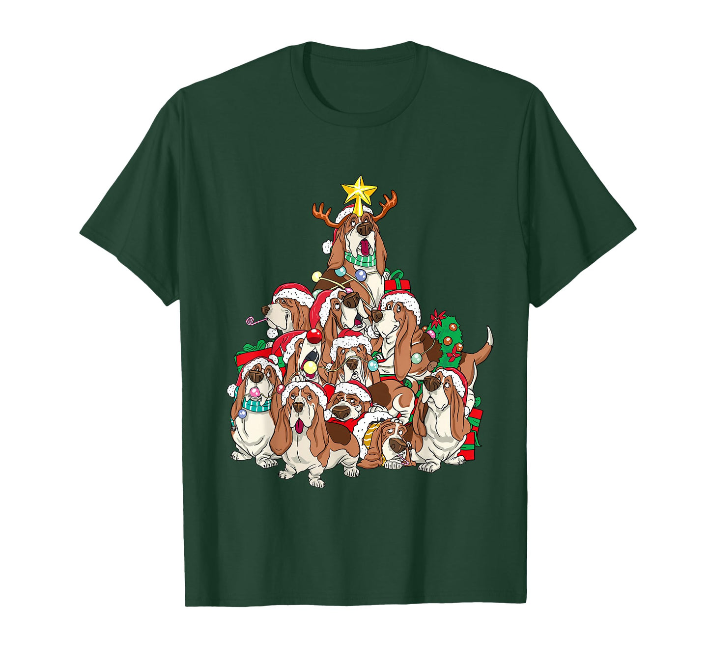 Basset Hound Shirt Dog Christmas Tree Basset Hound Lovers T-Shirt
