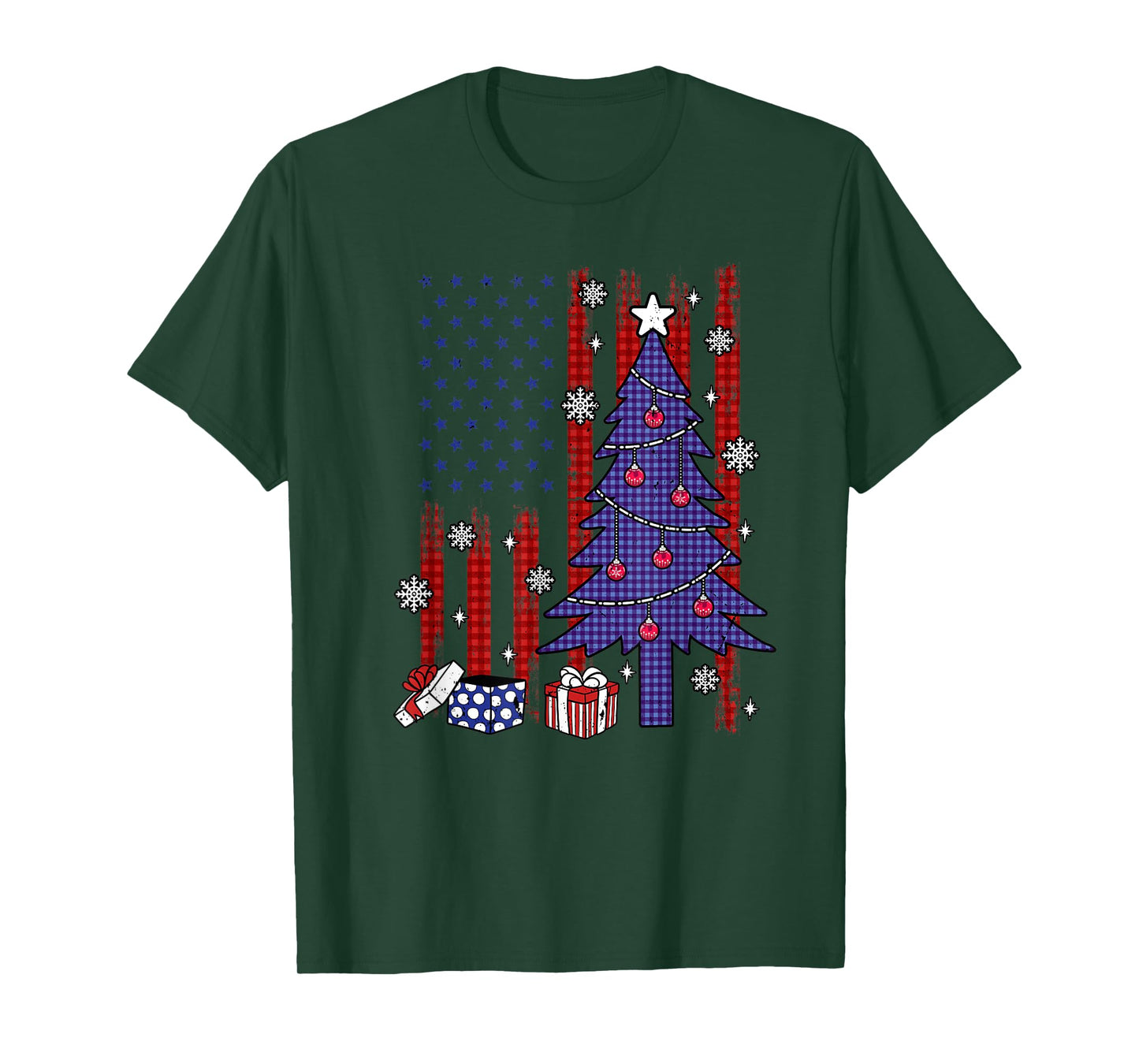 American Christmas Flag Patriotic Family Holiday Party T-Shirt