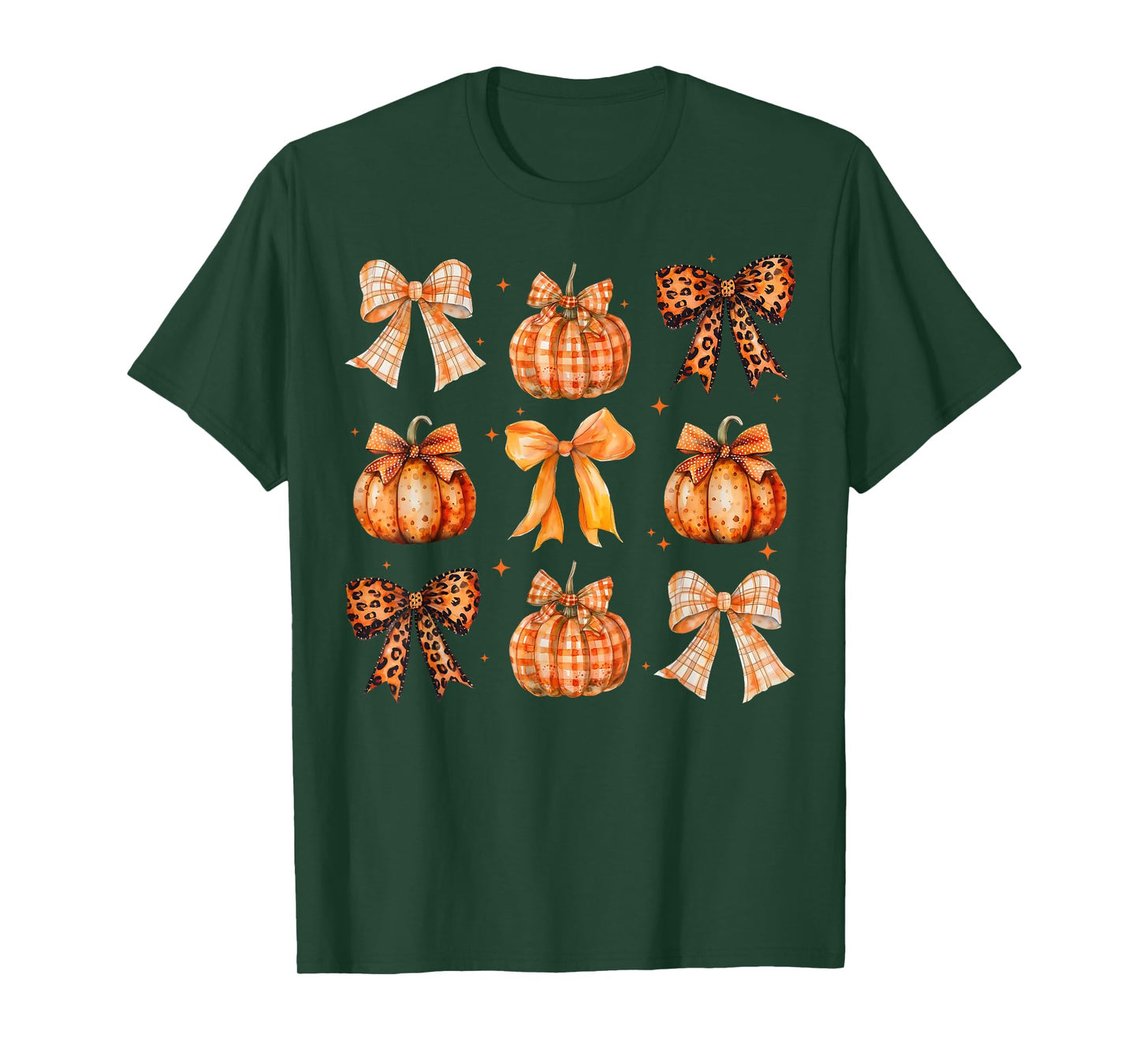Fall Coquette Bow Leopard Print Pumpkin Thanksgiving Women T-Shirt