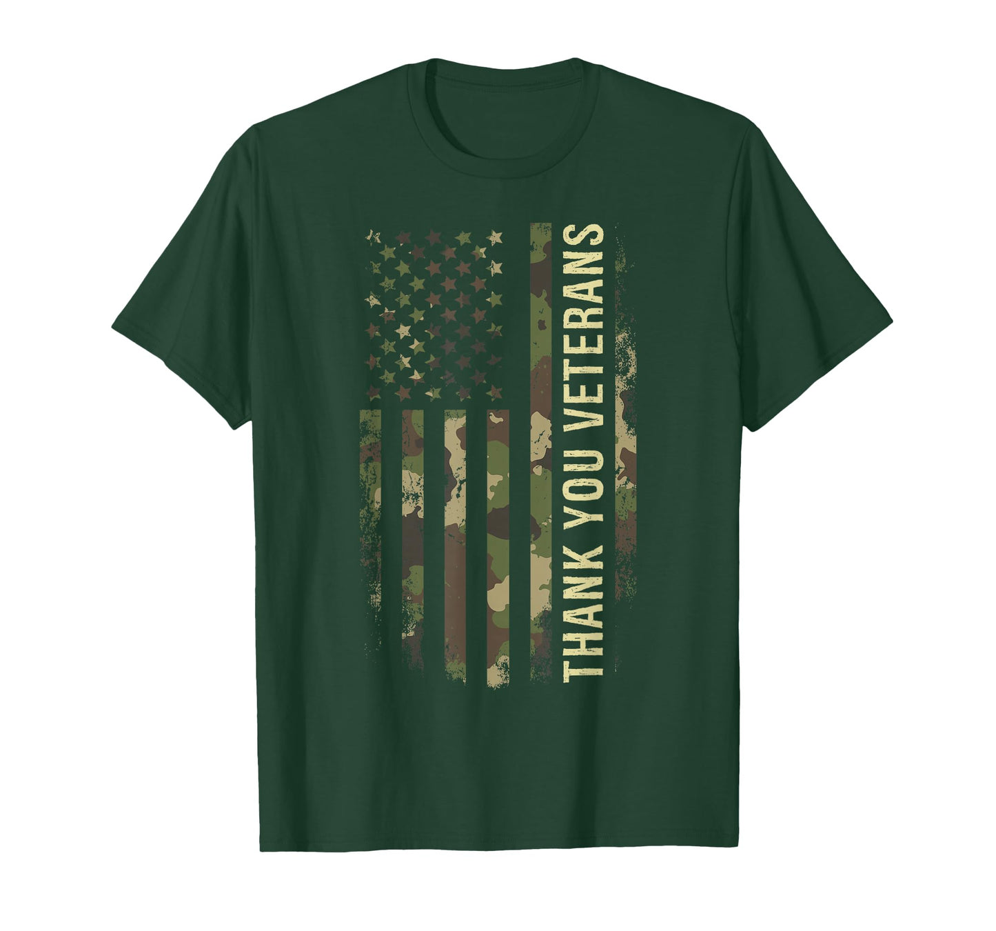 Thank You Veterans Camouflage American Flag T-Shirt