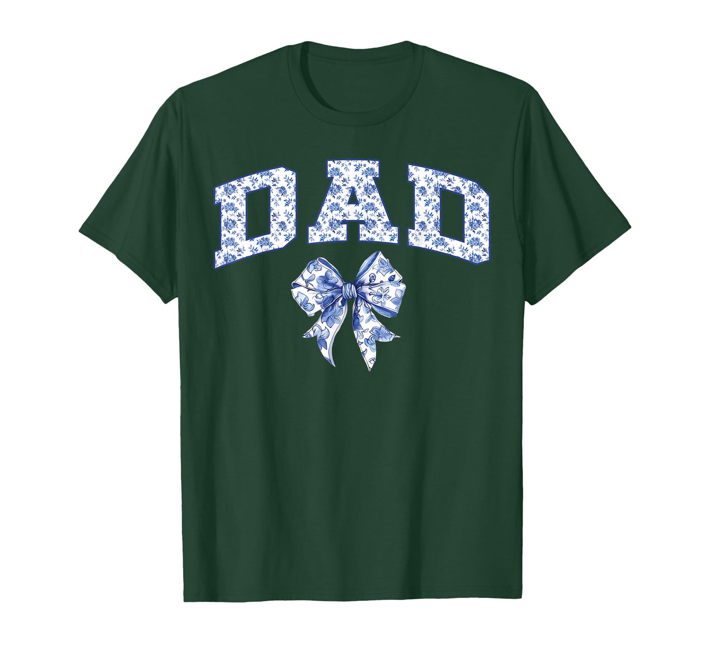 Dad Coquette Toile Blue Bow Floral Family Matching T-Shirt