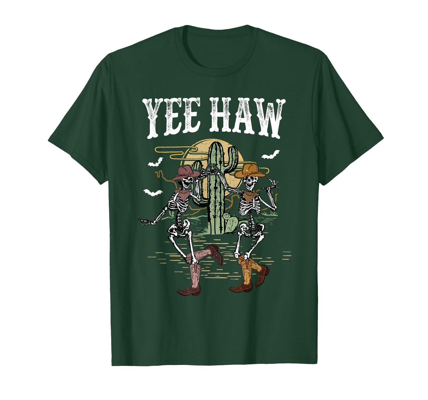 Howdy Retro Desert Dancing Skeleton Cowboy Boots Hat Western T-Shirt