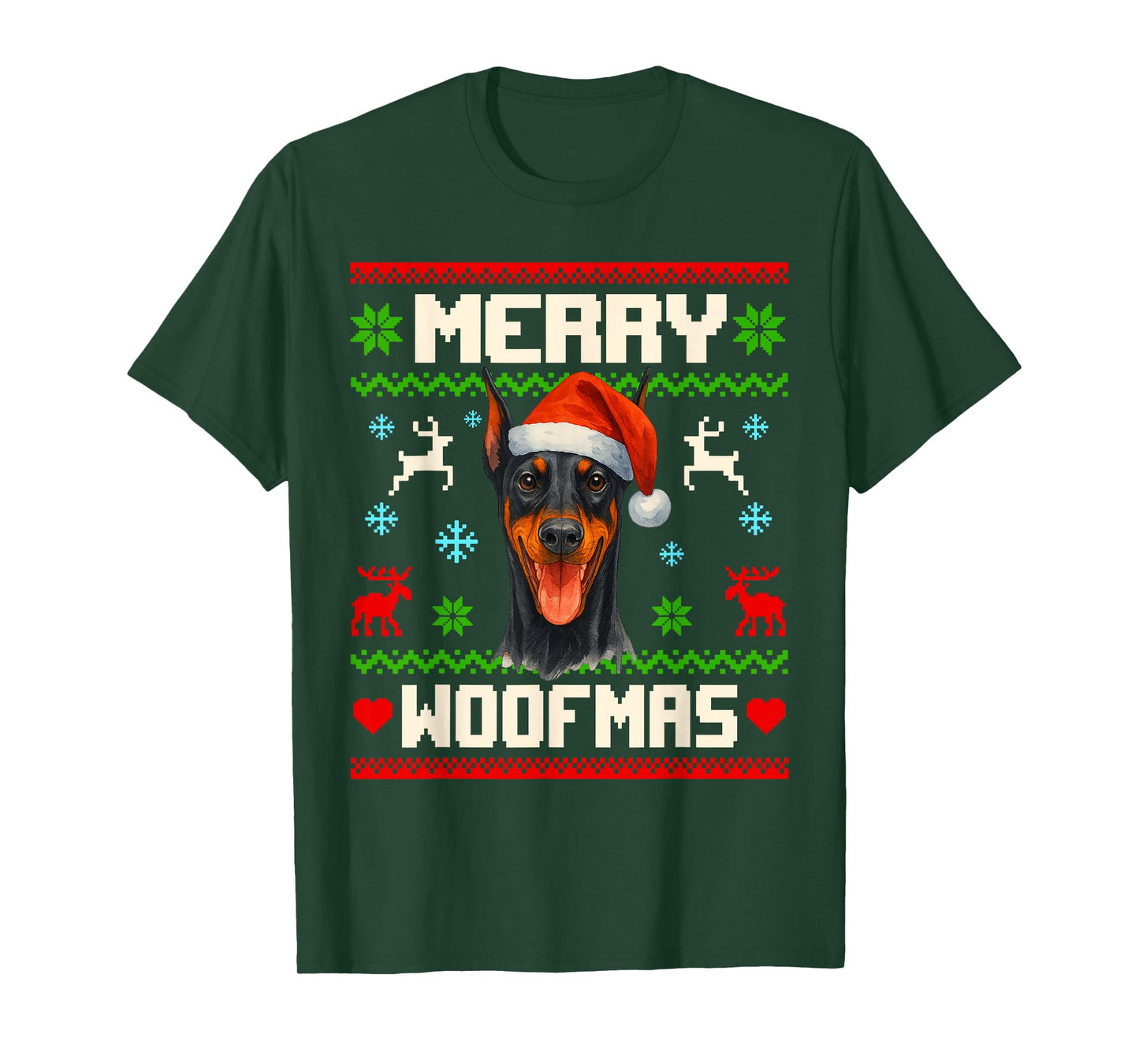 Funny Doberman Dog Christmas Ugly Sweater Pet Dog Lover Xmas T-Shirt