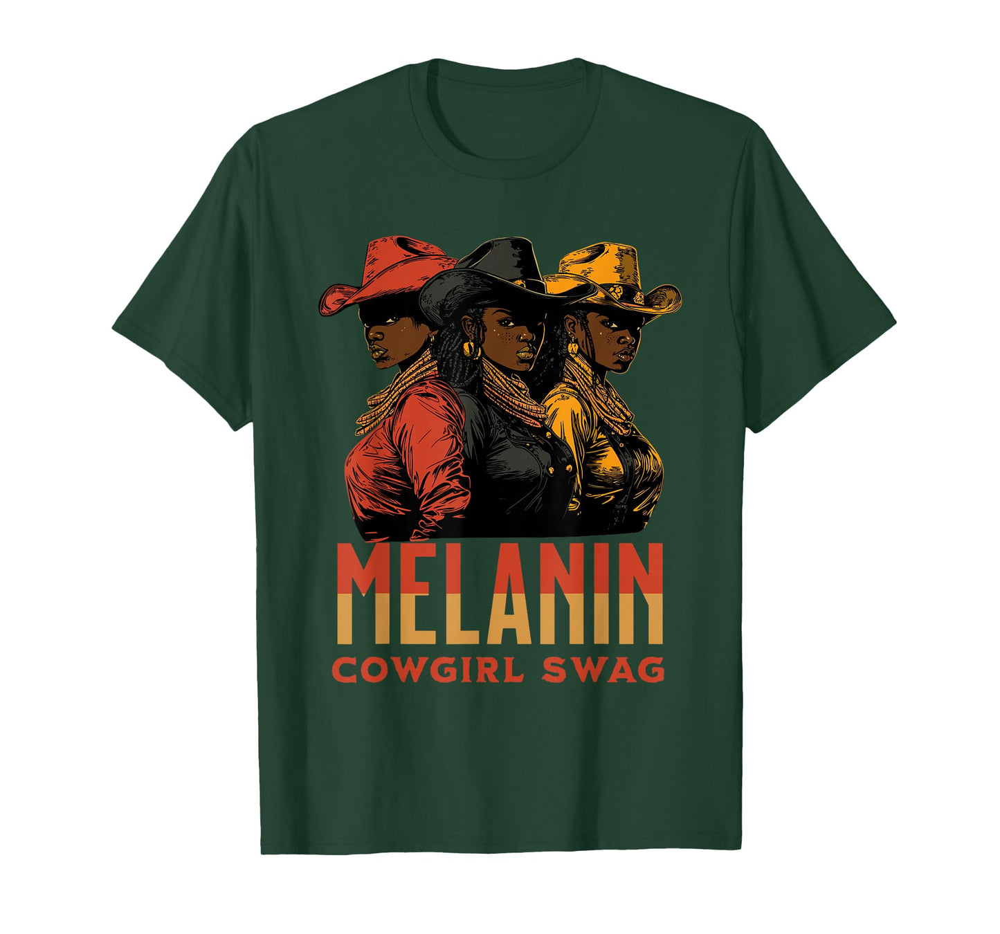Melanin Cowgirl Swag African American History Western Rodeo T-Shirt