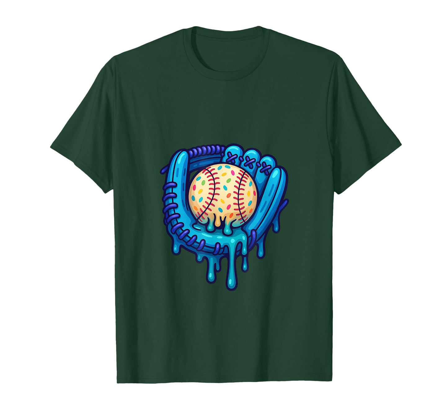 Baseball Drip Ice Cream Sprinkles Baseball Glove T-Shirt