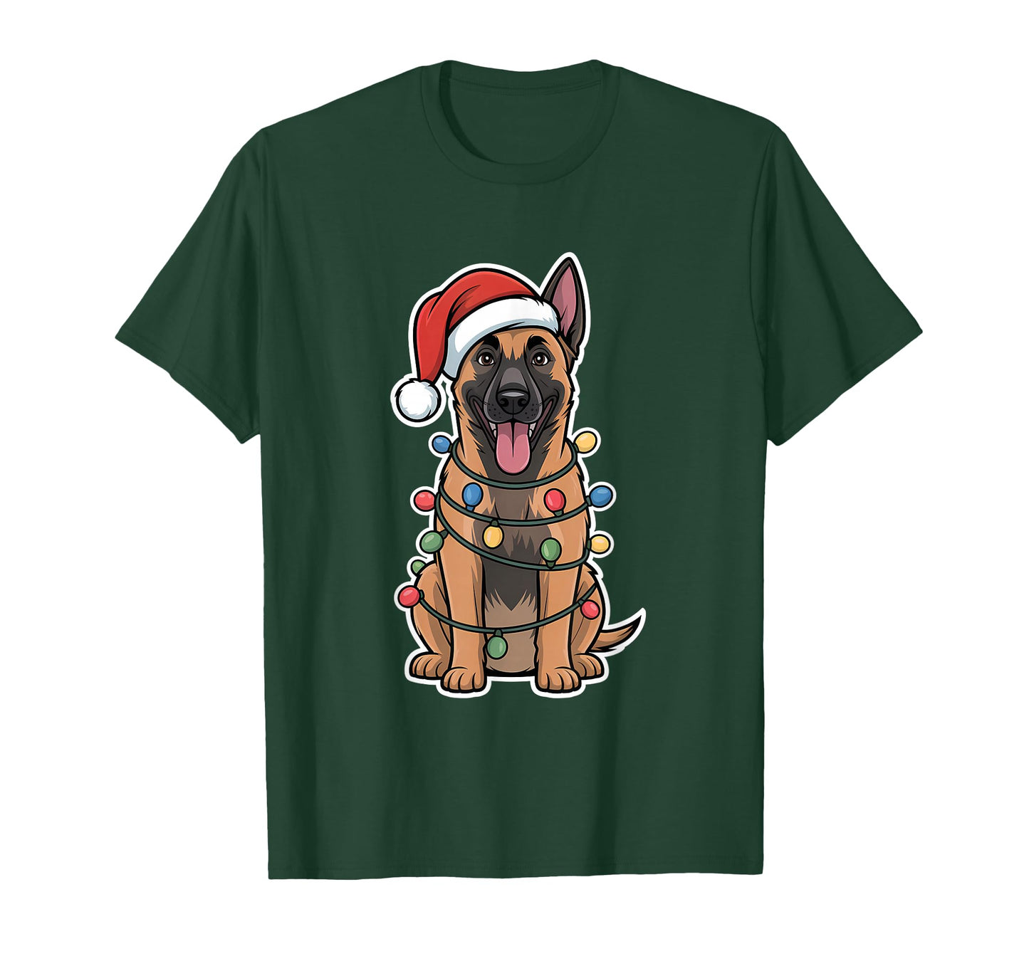 Belgian Malinois Wrapped in Christmas Lights T-Shirt