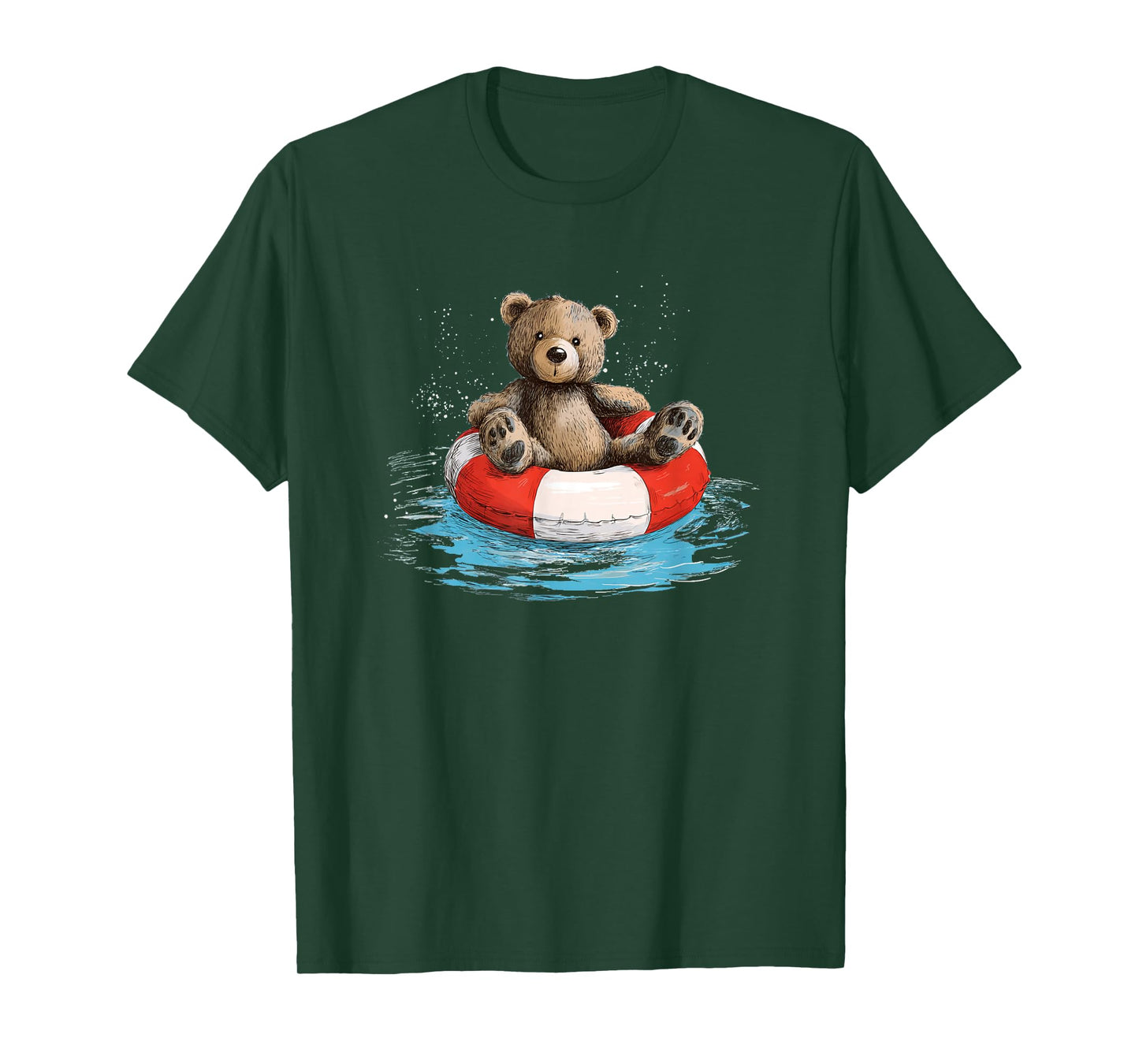 Floating Pool Ring with Cute Teddy Bear Look T-Shirt