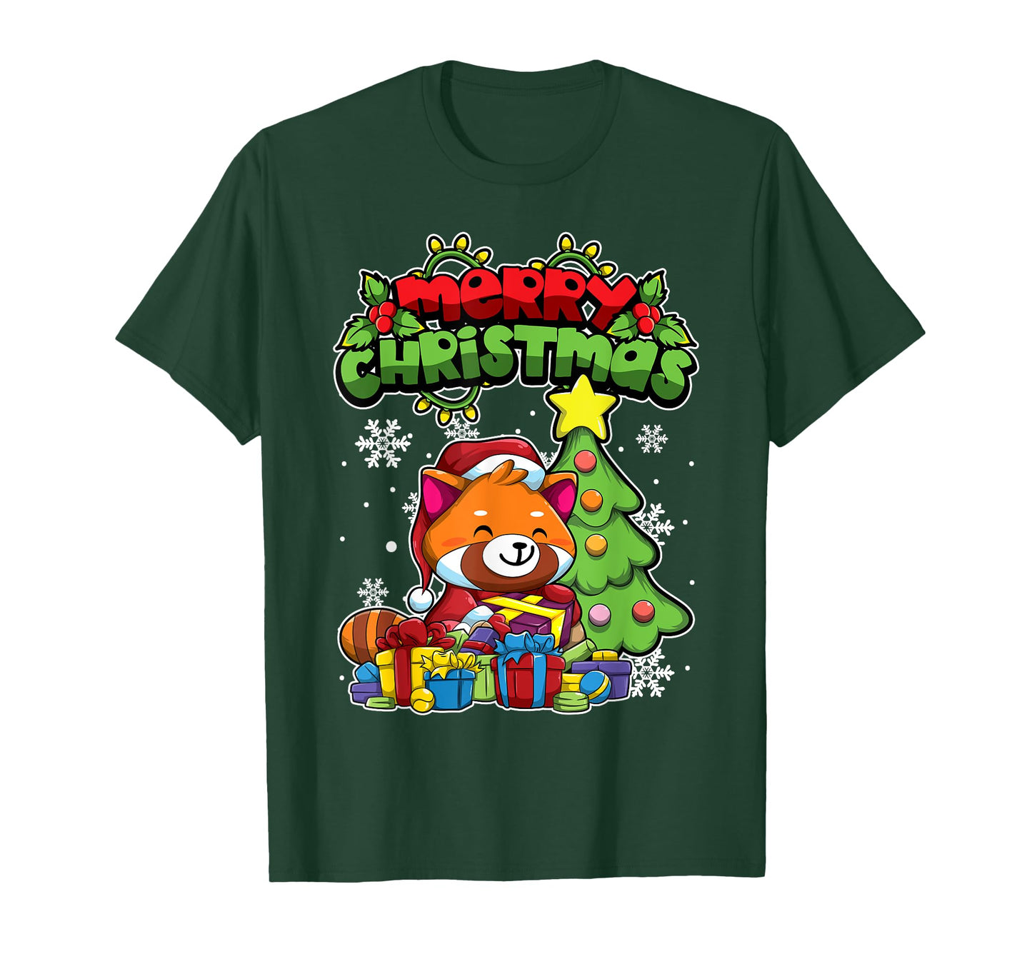 Merry Christmas Animals - Xmas Red Panda T-Shirt