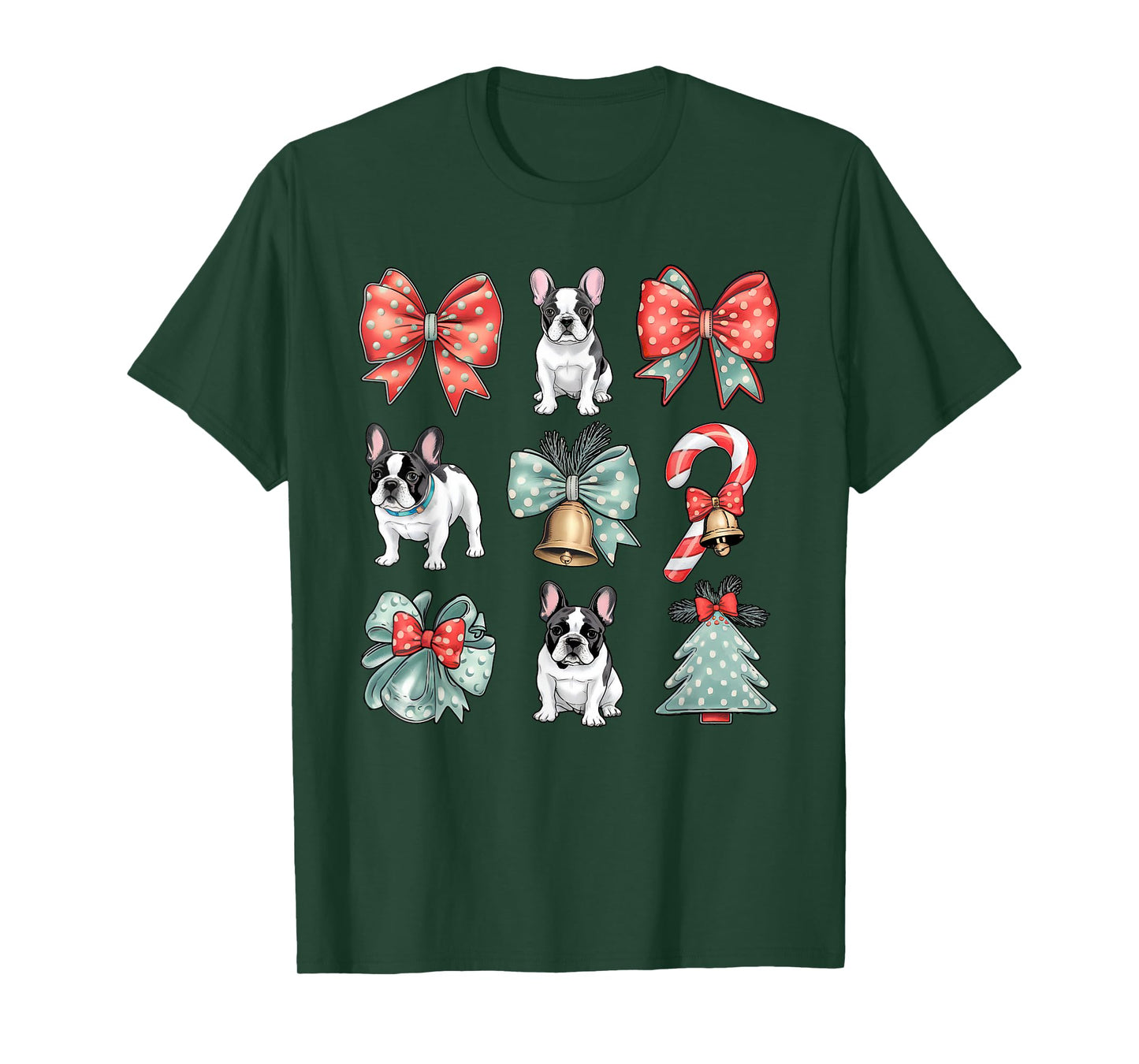 Coquette Red Xmas Santa Claus french bull dog Lover Xmas T-Shirt