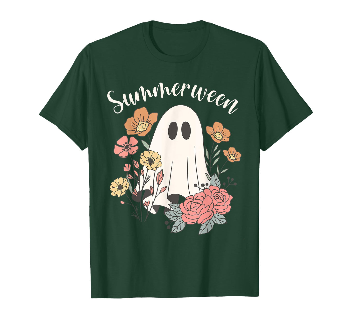 Summerween Wildflower Funny Ghost Spooky Season Halloween T-Shirt