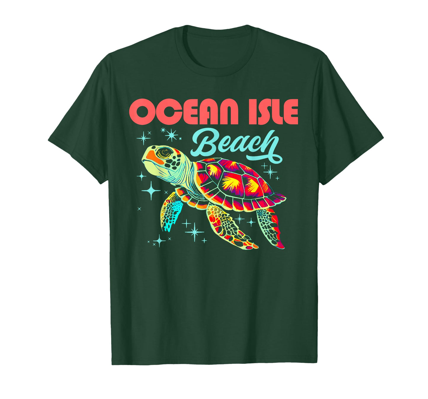 Ocean Isle Beach NC Artistic Sea Turtle Retro T-Shirt