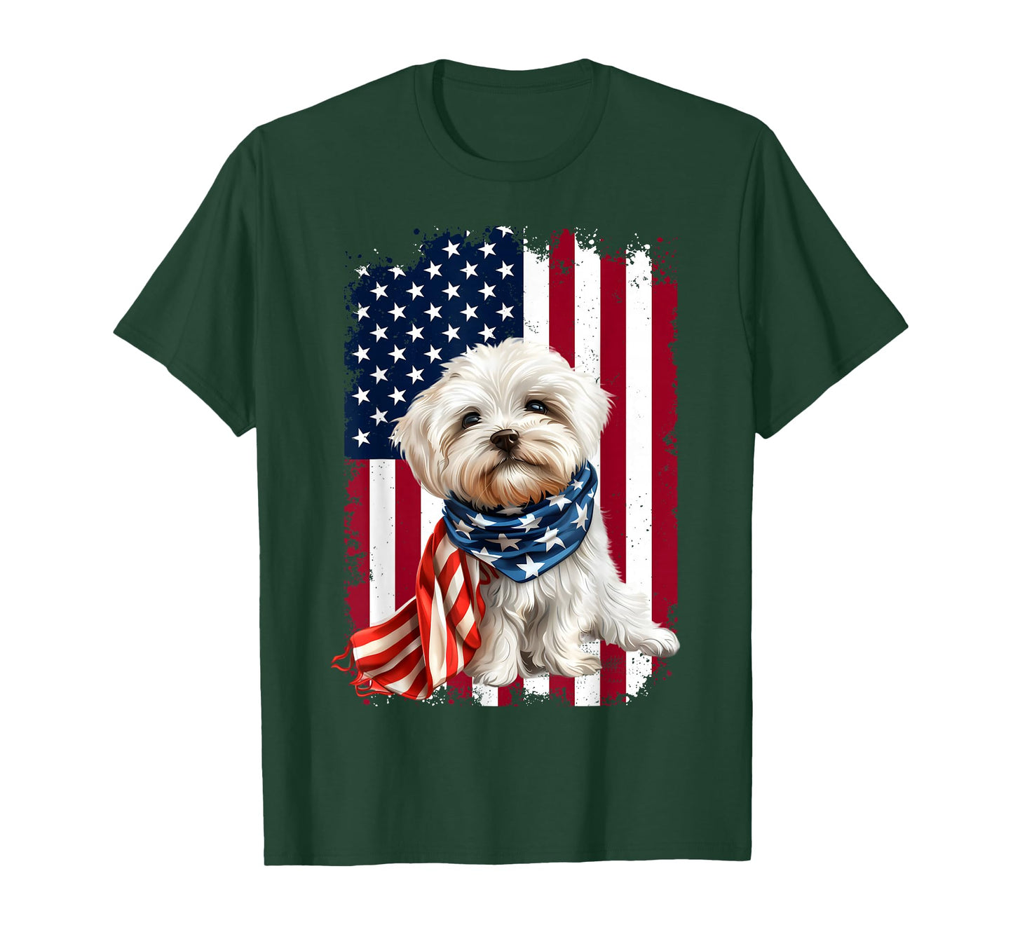 Maltese dog American Flag 4th Of July Maltese dog Lovers T-Shirt