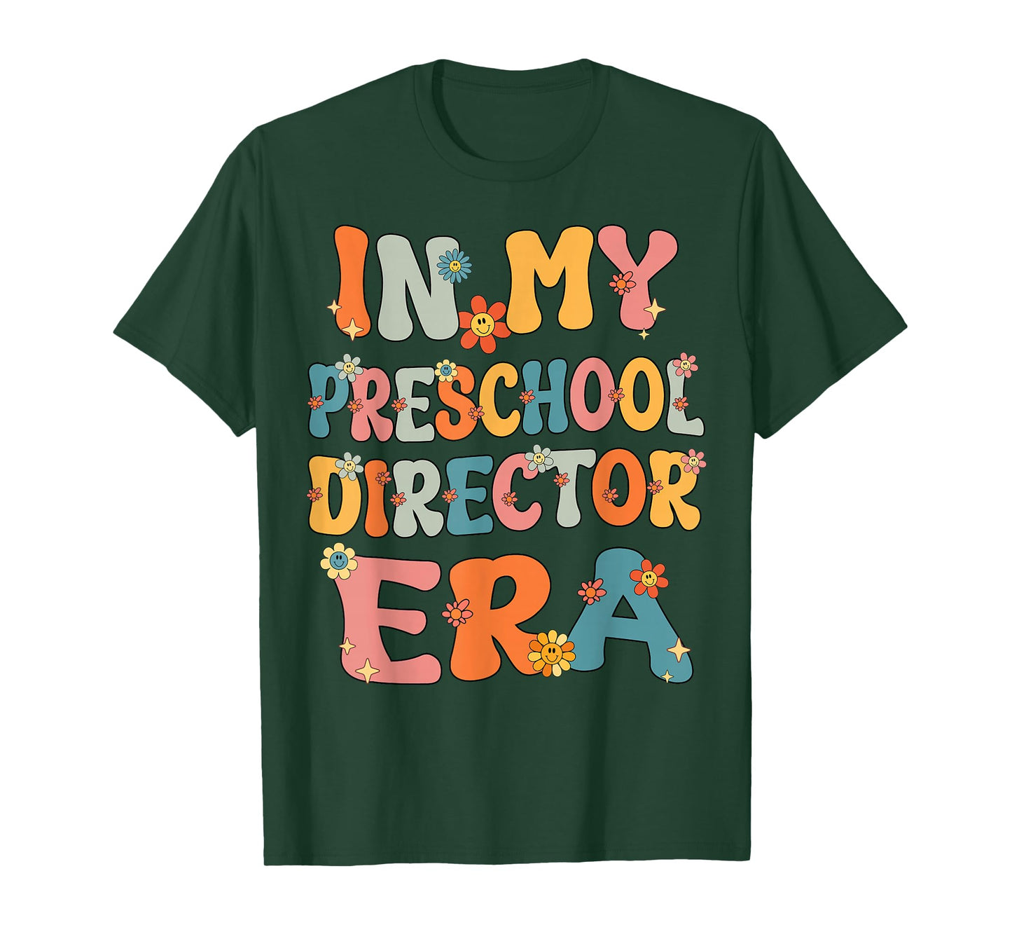 In My Preschool Director Era Retro Groovy Preschool Director T-Shirt
