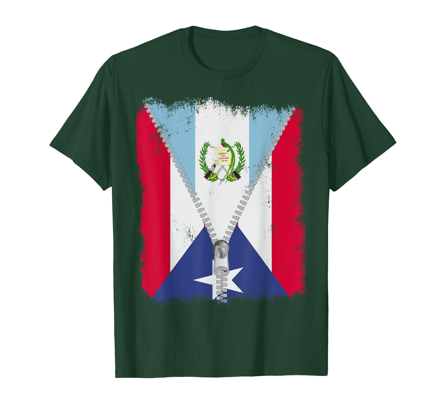 Puerto Rico Flag Guatemalan zip T-Shirt