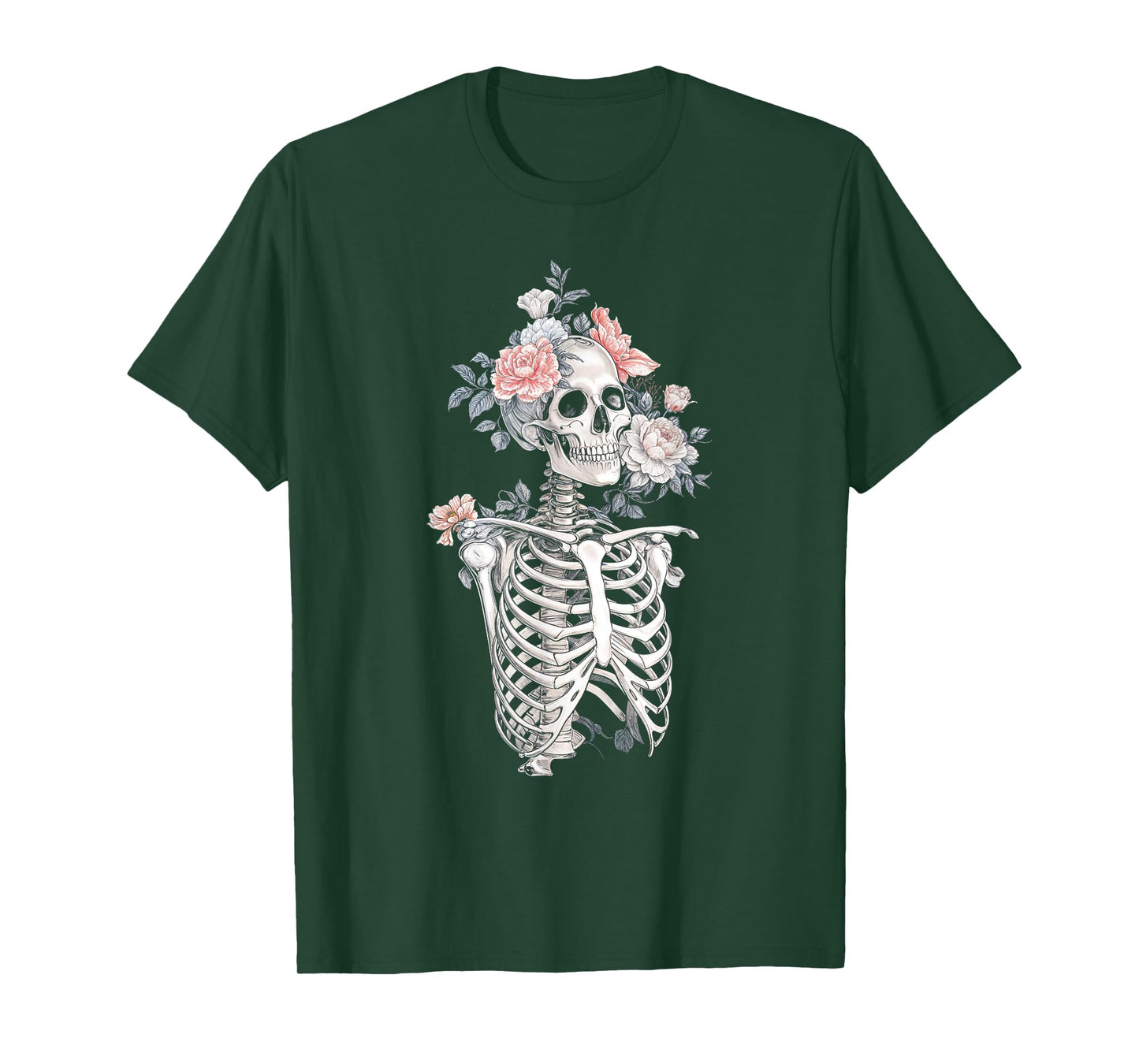 Floral Skeleton Flowers Goth Dark Aesthetic Creepy T-Shirt