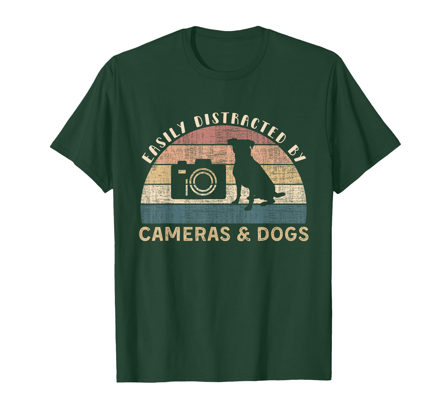 Easily Distracted By Cameras & Dogs Retro Funny Photographer T-Shirt