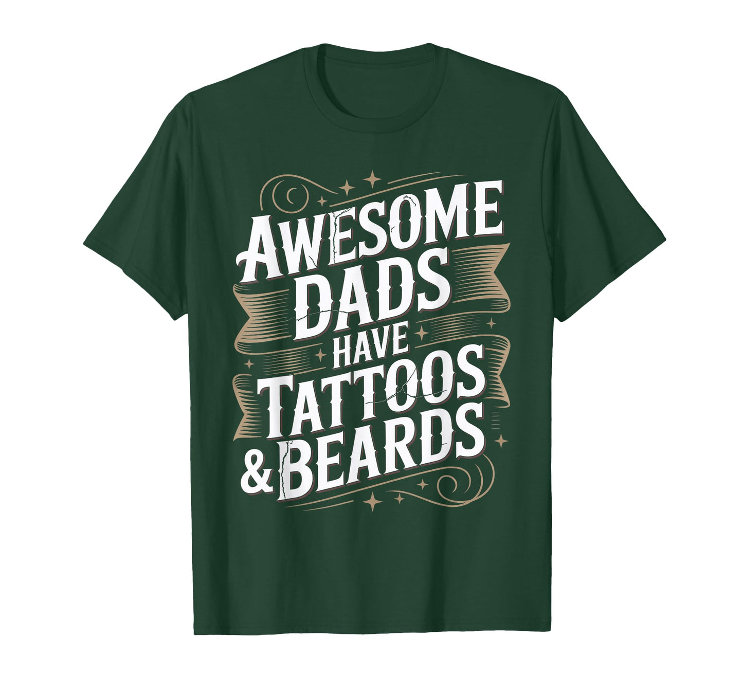 Awesome Dads Have Tattoos And Beards Dad Jokes Fathers Day T-Shirt