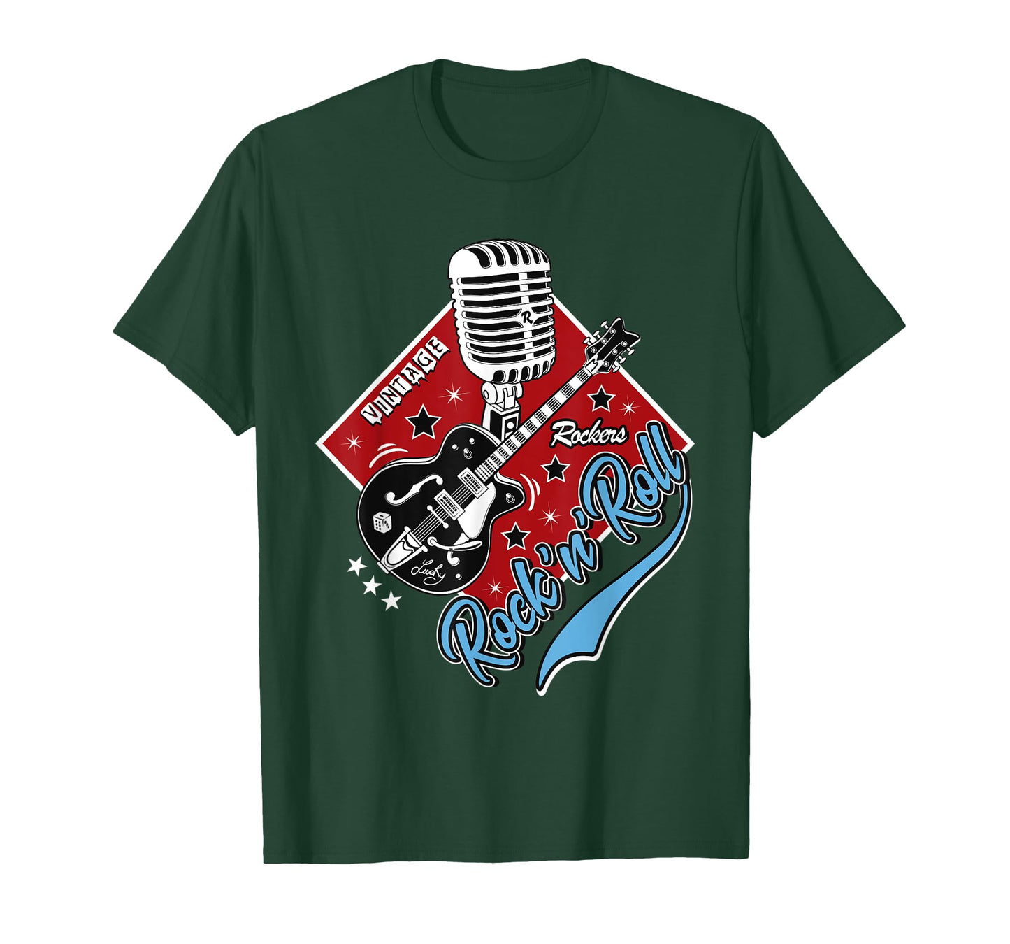 Guitar Rock and Roll Rockabilly Vintage Microphone Rocker T-Shirt