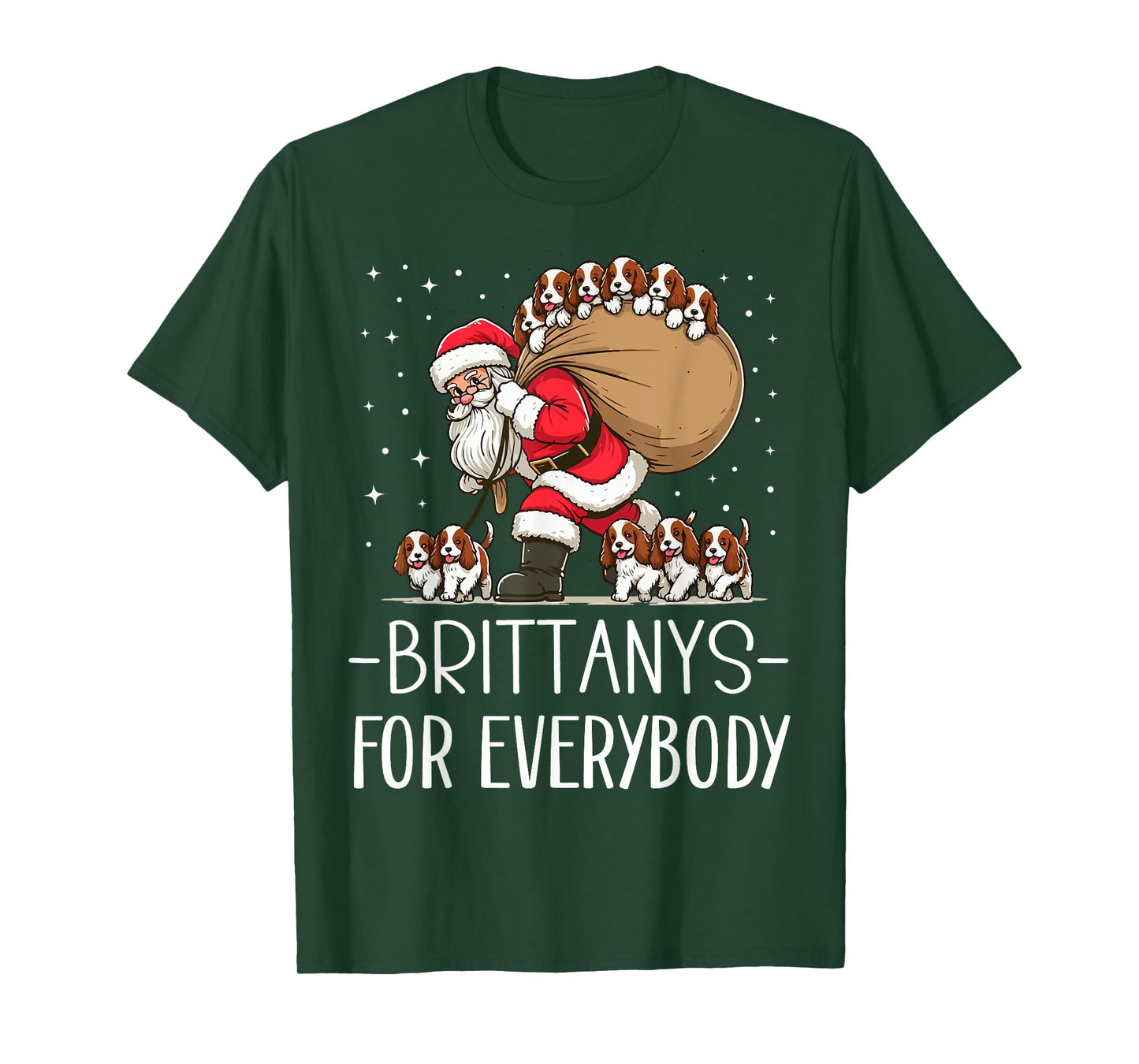 Brittany Spaniel Mom Dad Funny Brittany Dog Christmas Xmas Men Women Kids T-Shirt