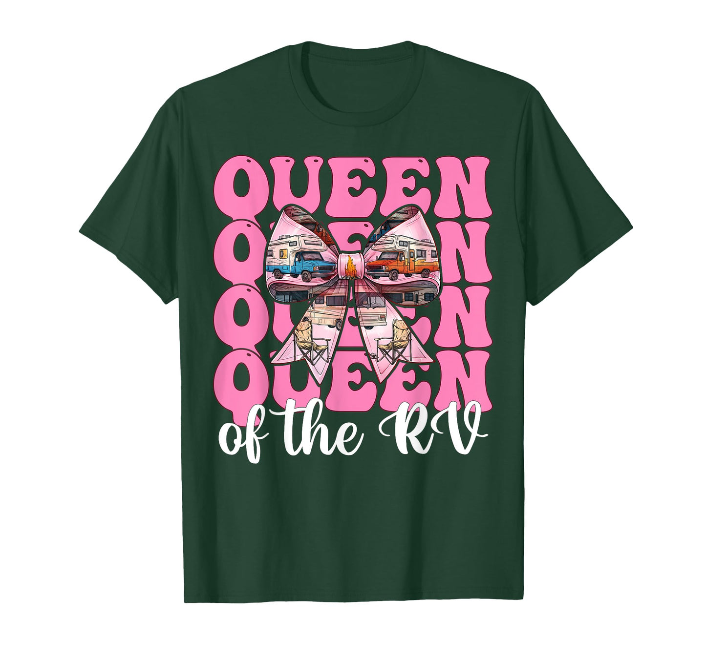 Queen of The Rv Camping Camper Motorhome Girl Mom Coquette T-Shirt
