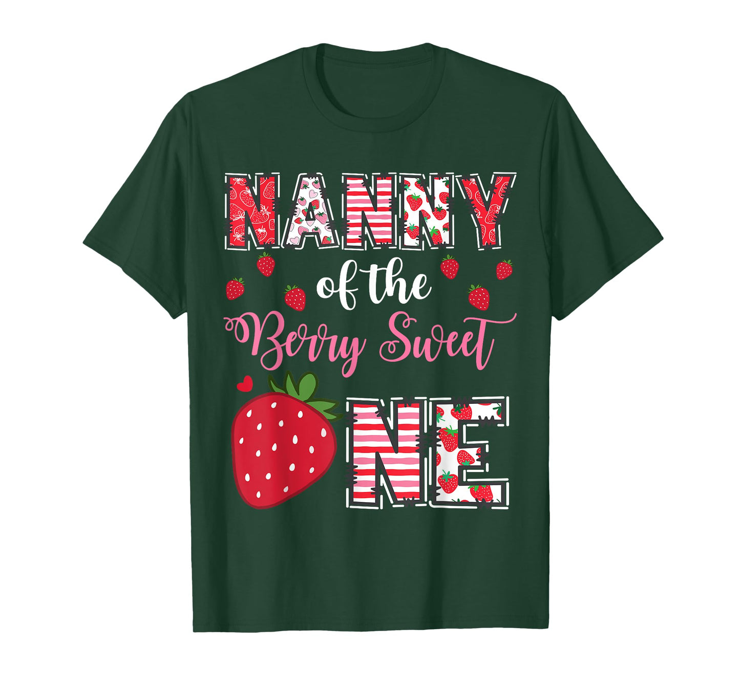 Nanny Of The Berry Sweet One Strawberry Birthday Girl T-Shirt