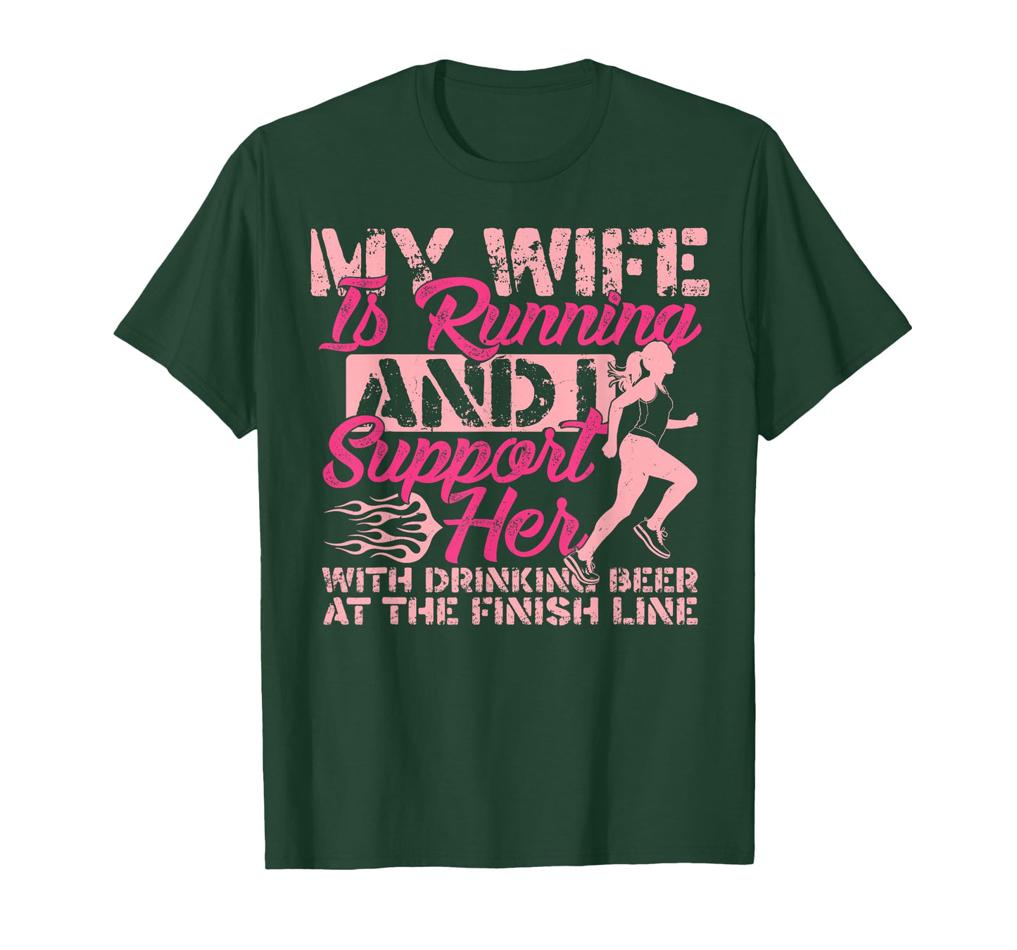 My Wife Is Running And I Support Her Runner Marathon Funny T-Shirt