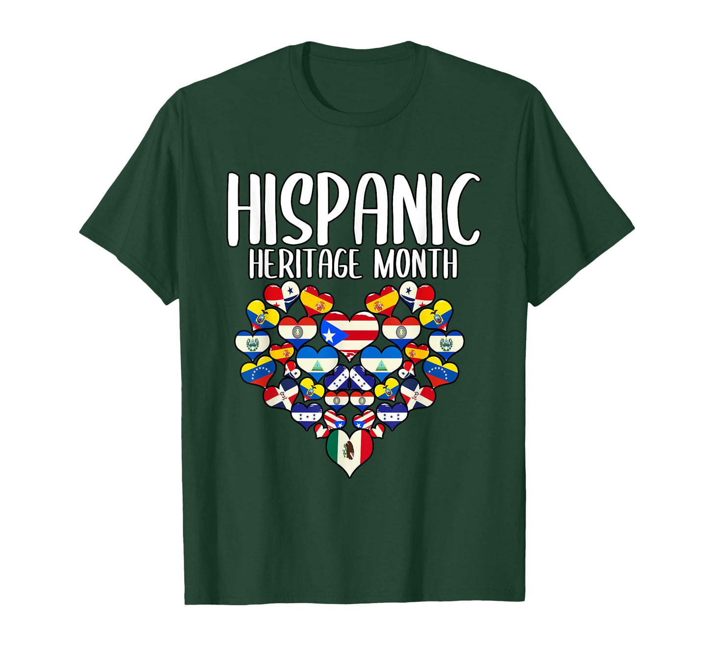 Hispanic Heritage Month All Countries Flags Heart T-Shirt