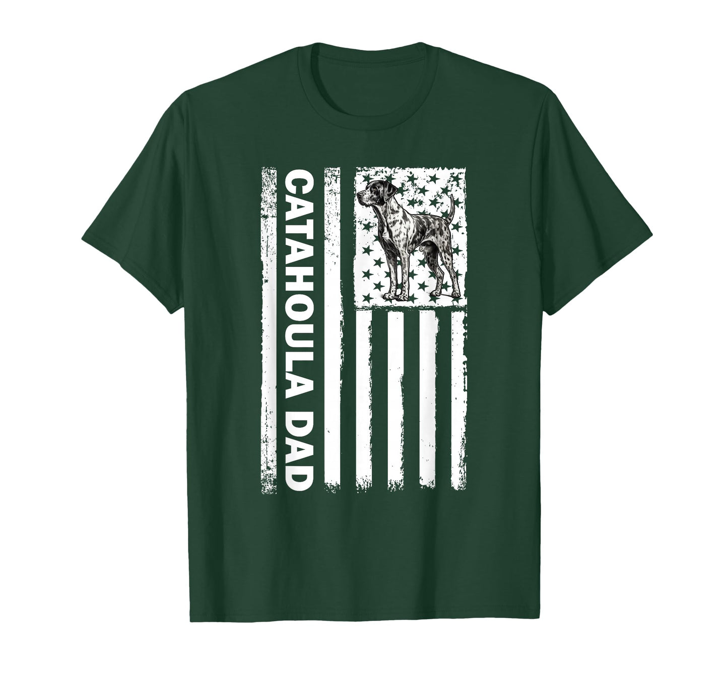 Mens American USA Flag 4th July Catahoula Leopard Dog T-Shirt
