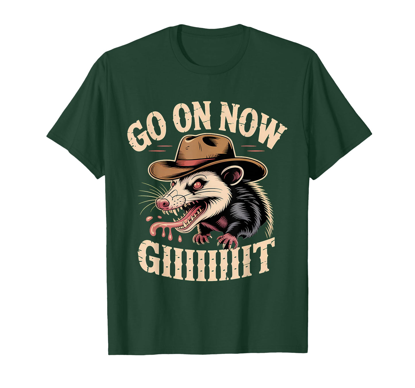 Western Country Cowboy Go On Now Git Vintage Western Opossum T-Shirt