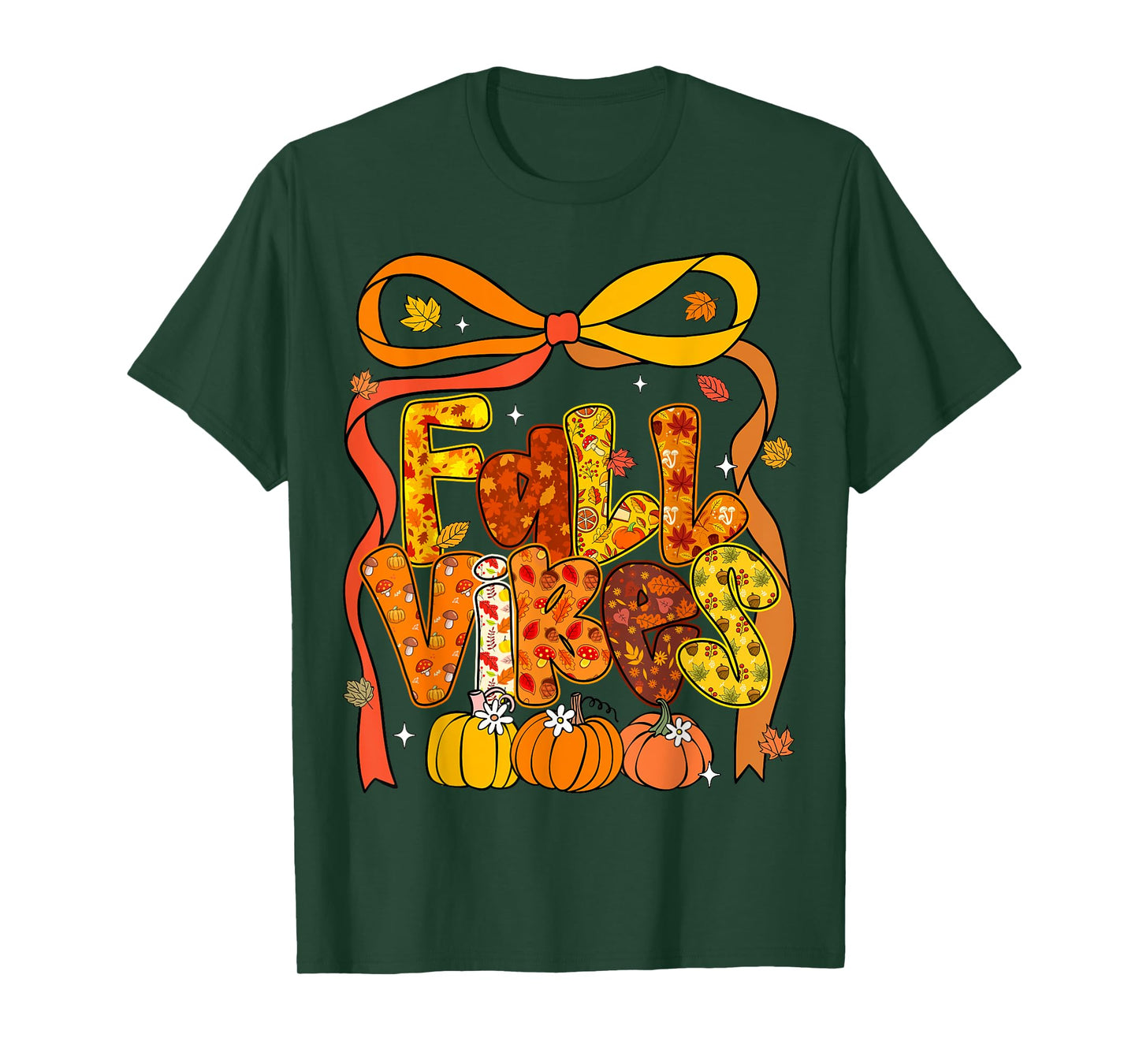 Coquette Bow Fall Vibes Pumpkin Thanksgiving Autumn Women T-Shirt