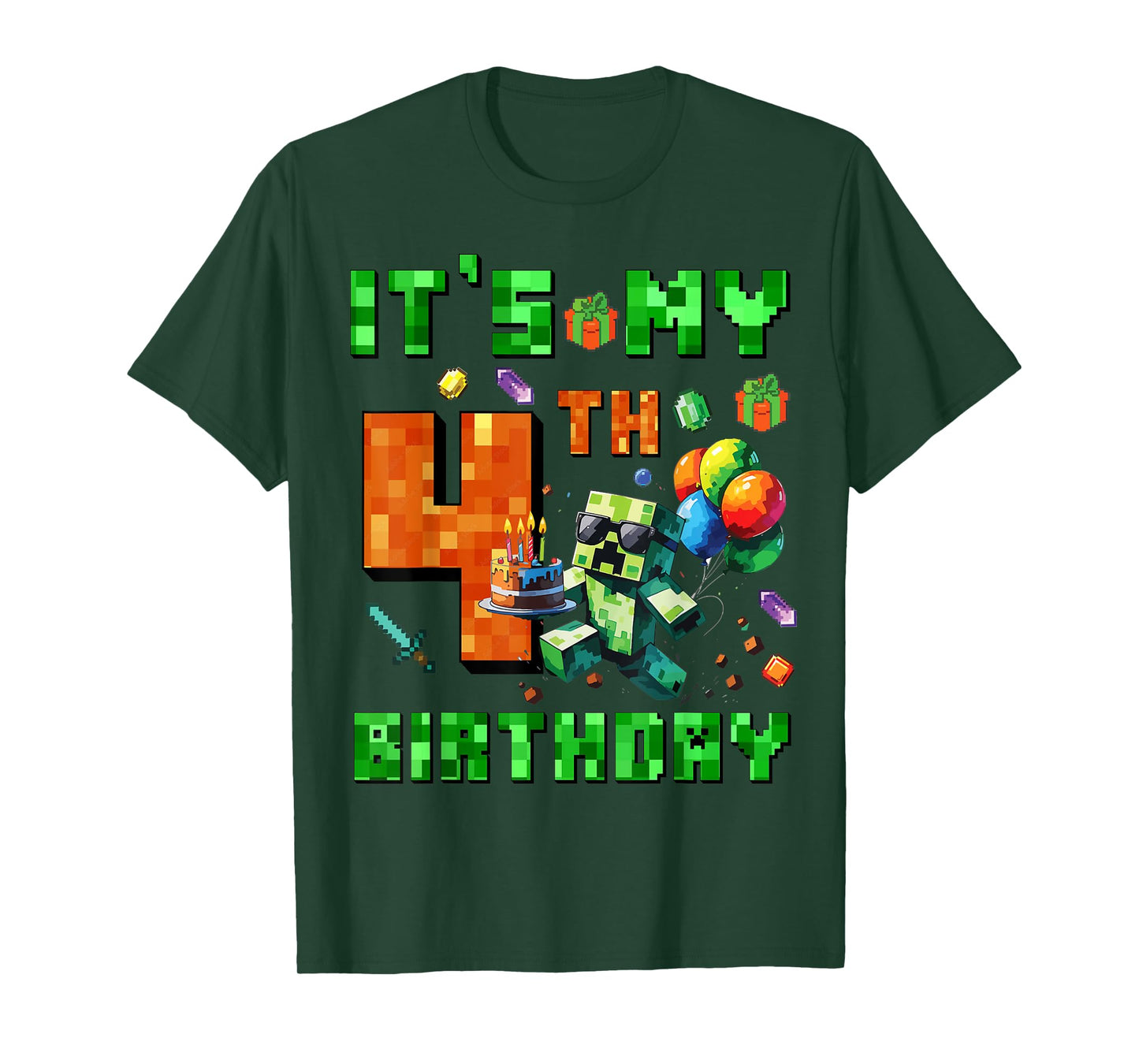 It's My 4th Birthday Pixel Number Video Game Gamer T-Shirt