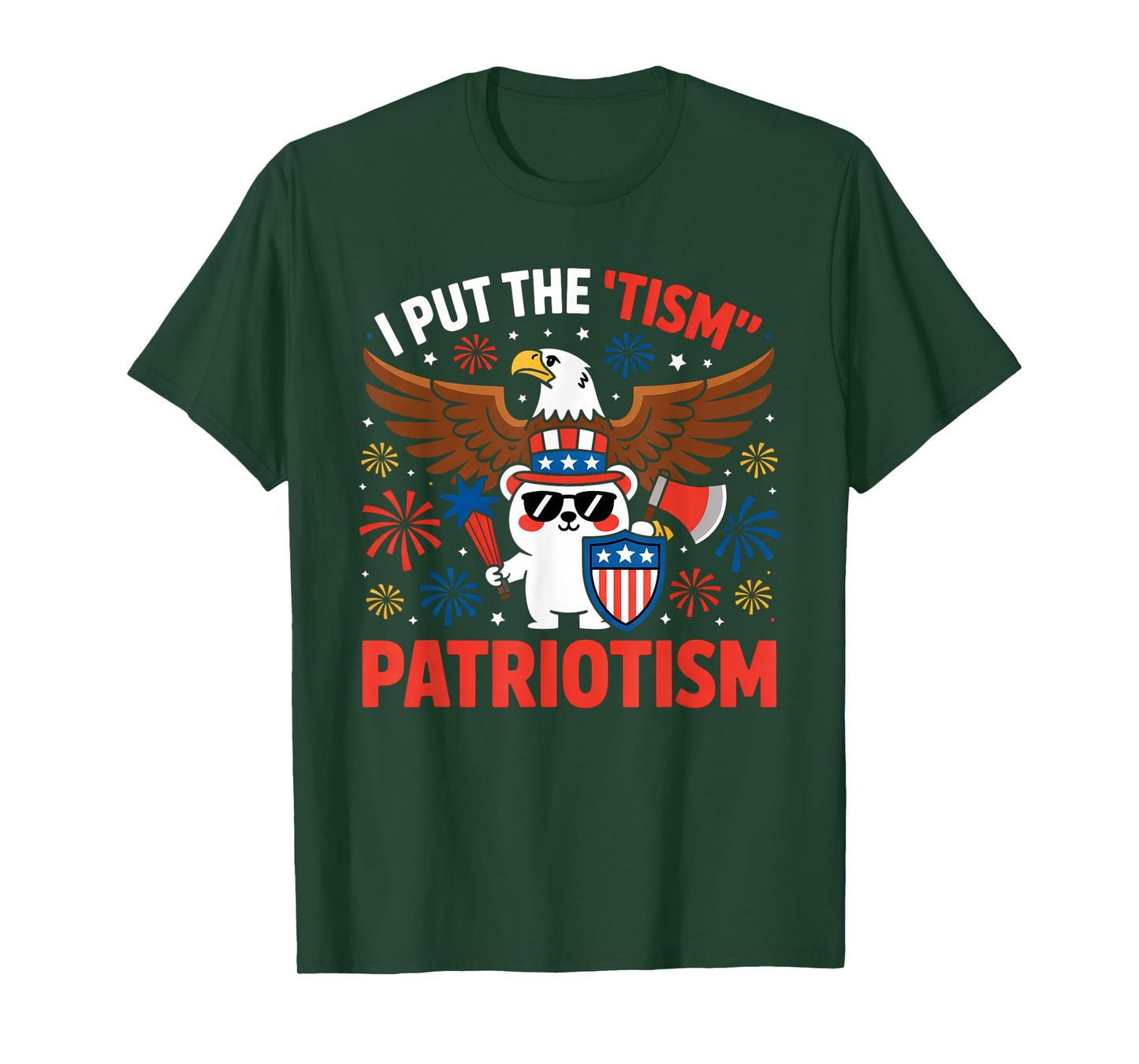 I Put The Tism in Patriotism Athletic Eagle T-Shirt