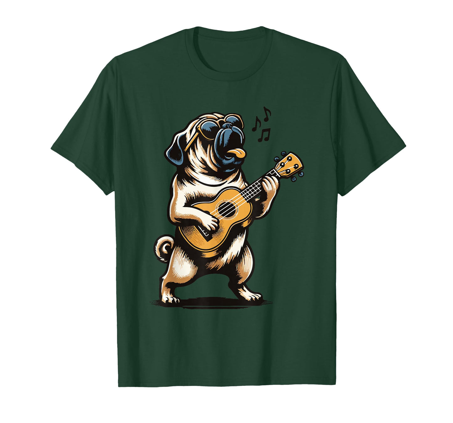 Dog Playing Guitar Singing Pug Funny Pugfather T-Shirt
