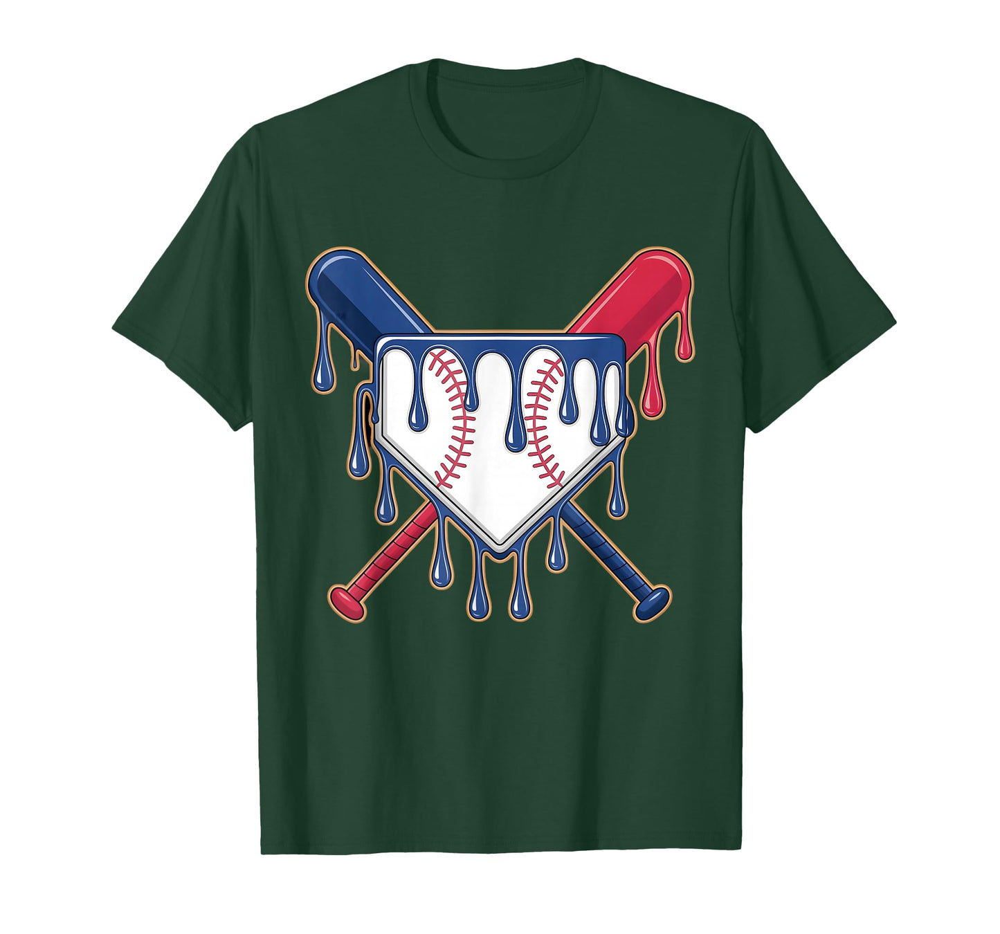 Baseball Ice Cream Drip Boy Youth Kids Driping Toddler Men T-Shirt