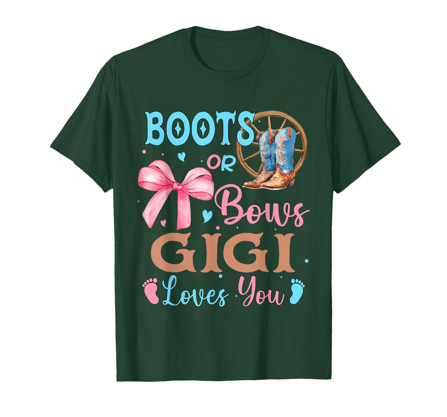 Boots or Bows Gender Reveal Decorations Gigi Loves You T-Shirt