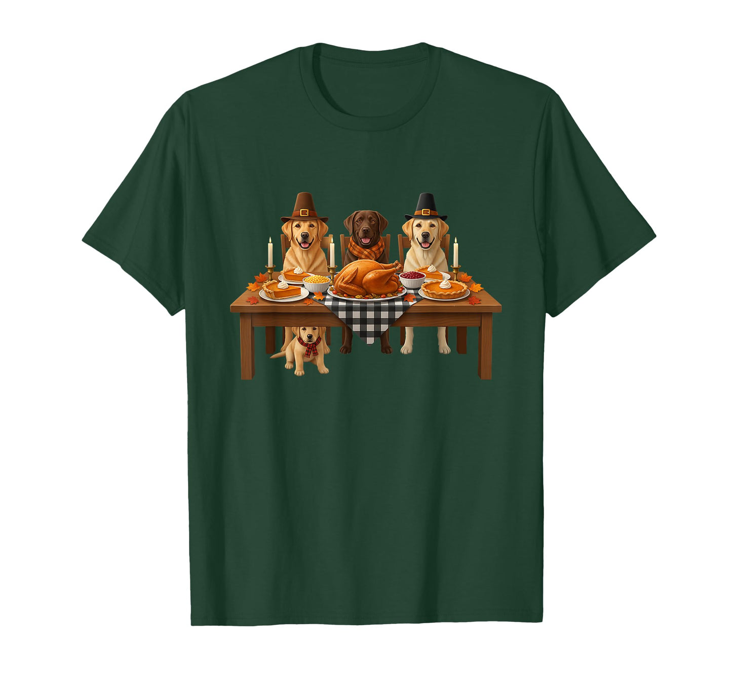 Thanksgiving Labrador Dogs Dinner Feast Fall Men Women T-Shirt