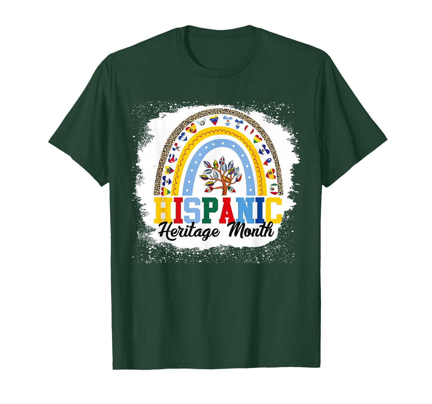 Hispanic Heritage Month all Countries Flags rainbow leopard T-Shirt