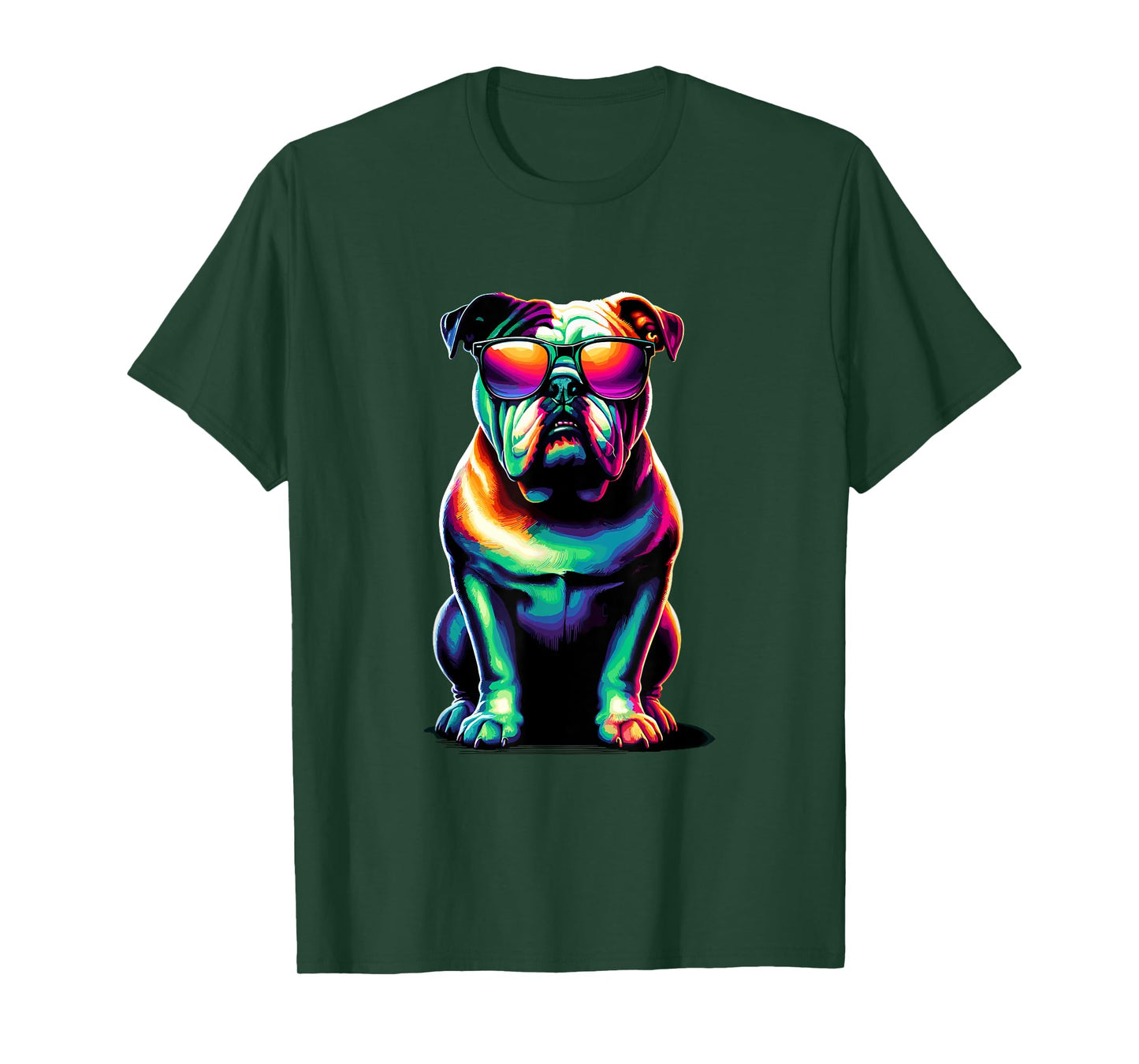 Colorful Pop Art Sunglasses Bulldog English Bulldogs T-Shirt