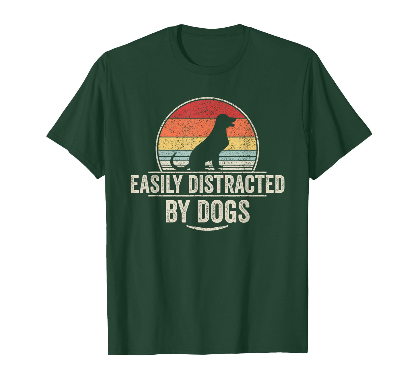 Retro Easily Distracted By Dogs Funny Dog Lover T-Shirt