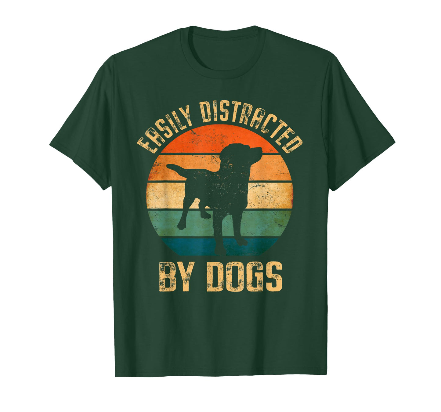 Easily Distracted By Dogs Vintage Retro Pet Dog Lover T-Shirt