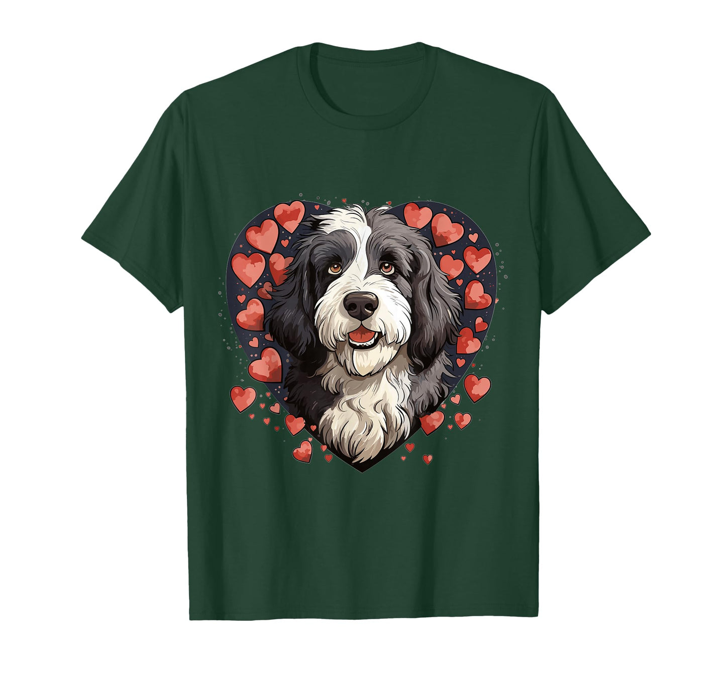 Bernedoodle Dog Breed Pet Cute Graphic with Hearts T-Shirt