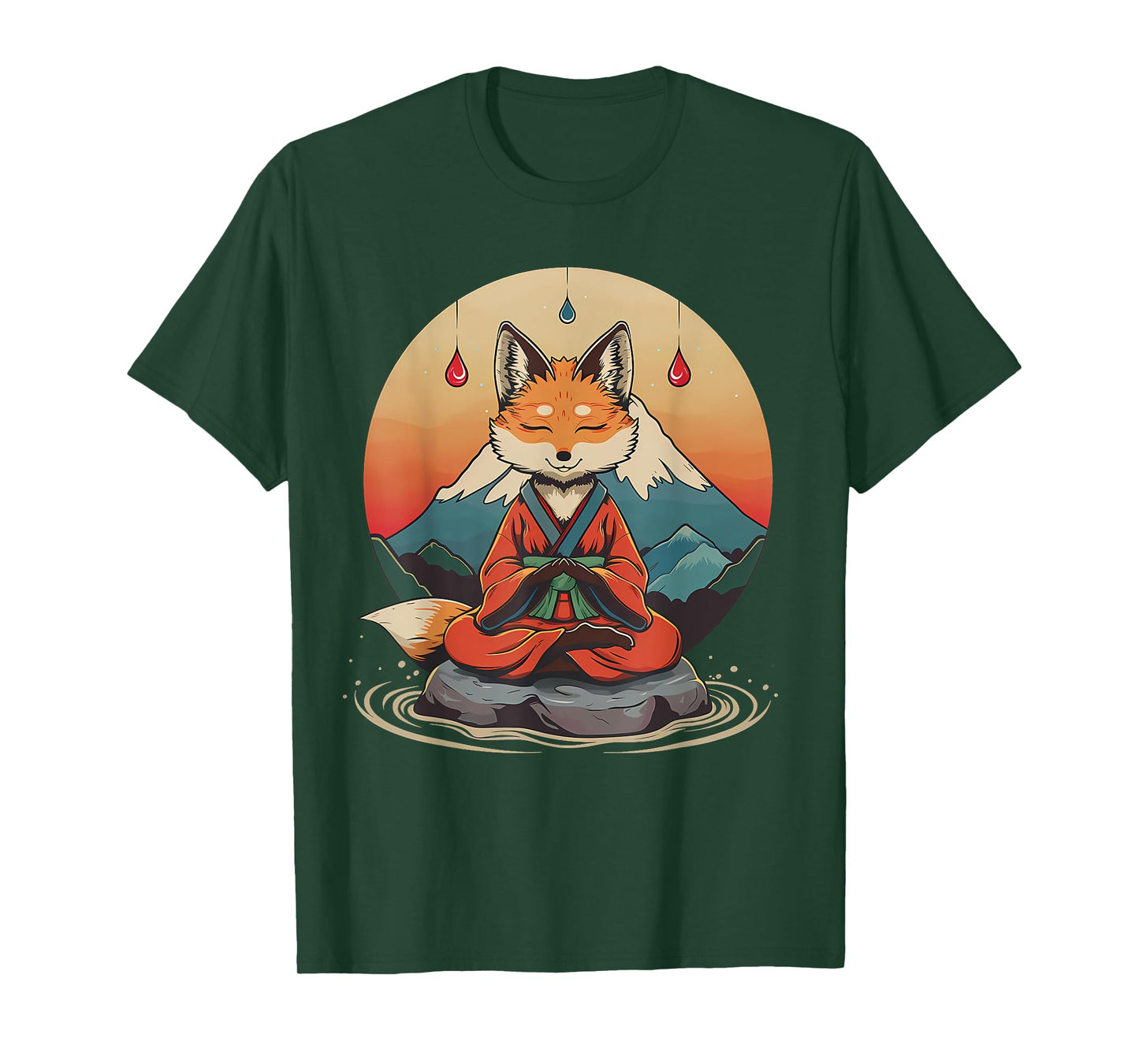 Red Fox Meditation Mountain Yoga Zen Buddha Buddhist T-Shirt